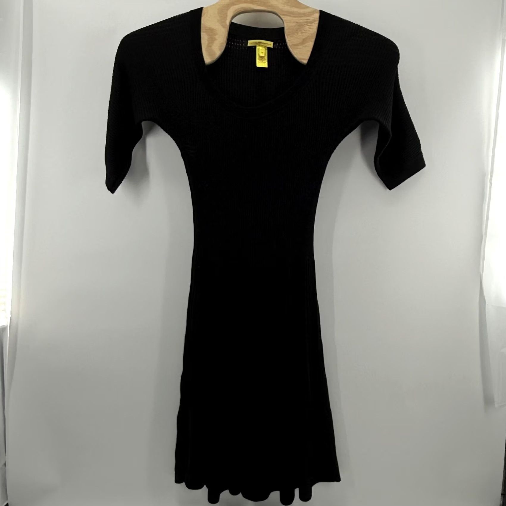 Vintage Catherine Malandrino Dress Womens Medium Black Ribbed Knit Scoop Neck Half Sleeve Size M / US 6-8 / IT 42-44 - 3 Thumbnail