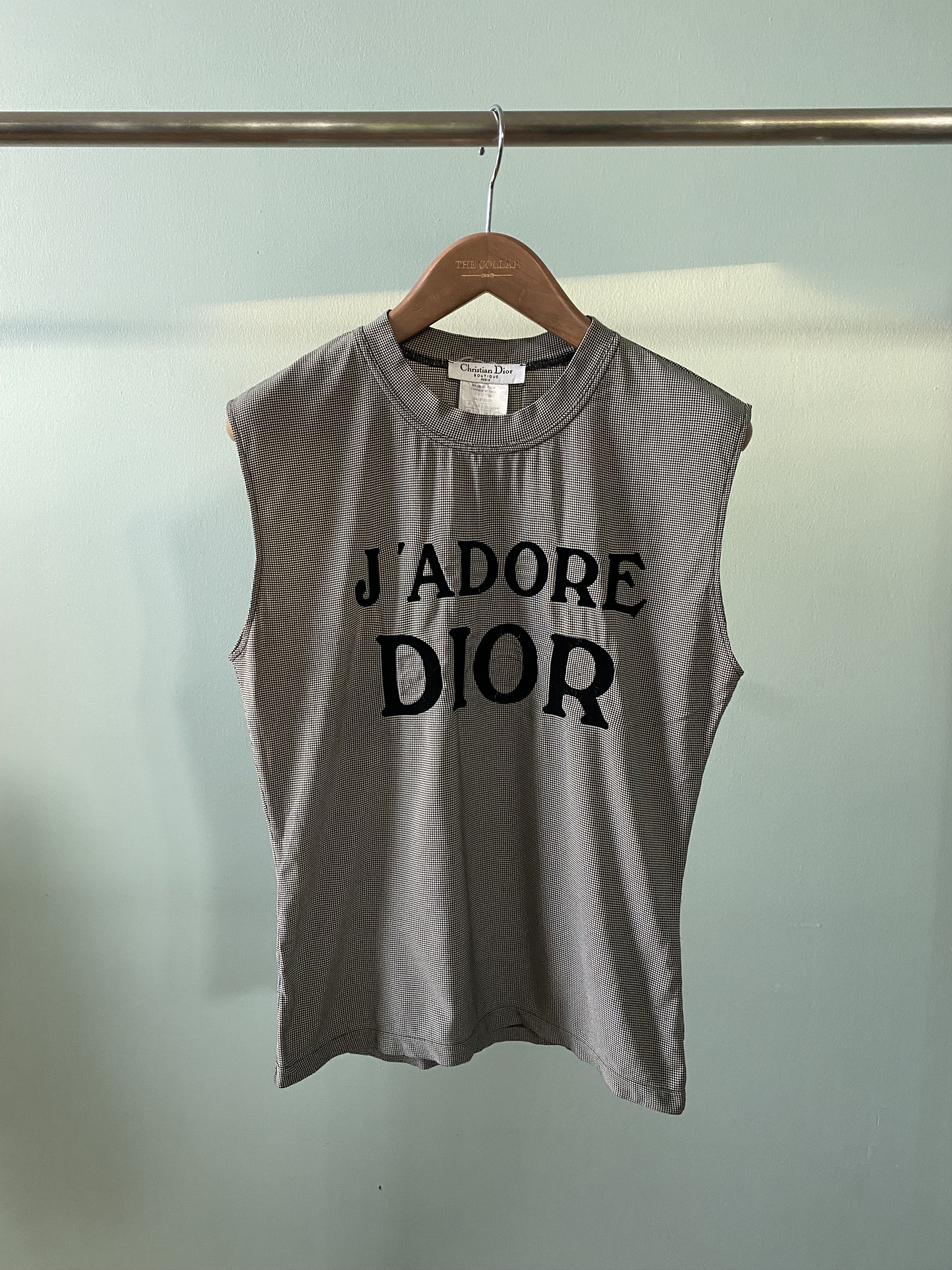 Dior Fall Winter 2002 "J'ADORE DIOR" Houndstooth Print Tank Top Size XS / US 0-2 / IT 36-38 - 1 Thumbnail