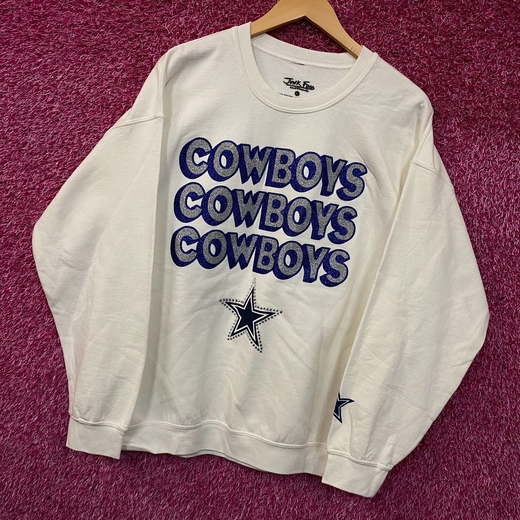 Junk Food Junk Food Clothing Dallas Cowboys Repeat Bling Glitter Crewn Size US L / EU 52-54 / 3 - 3 Thumbnail