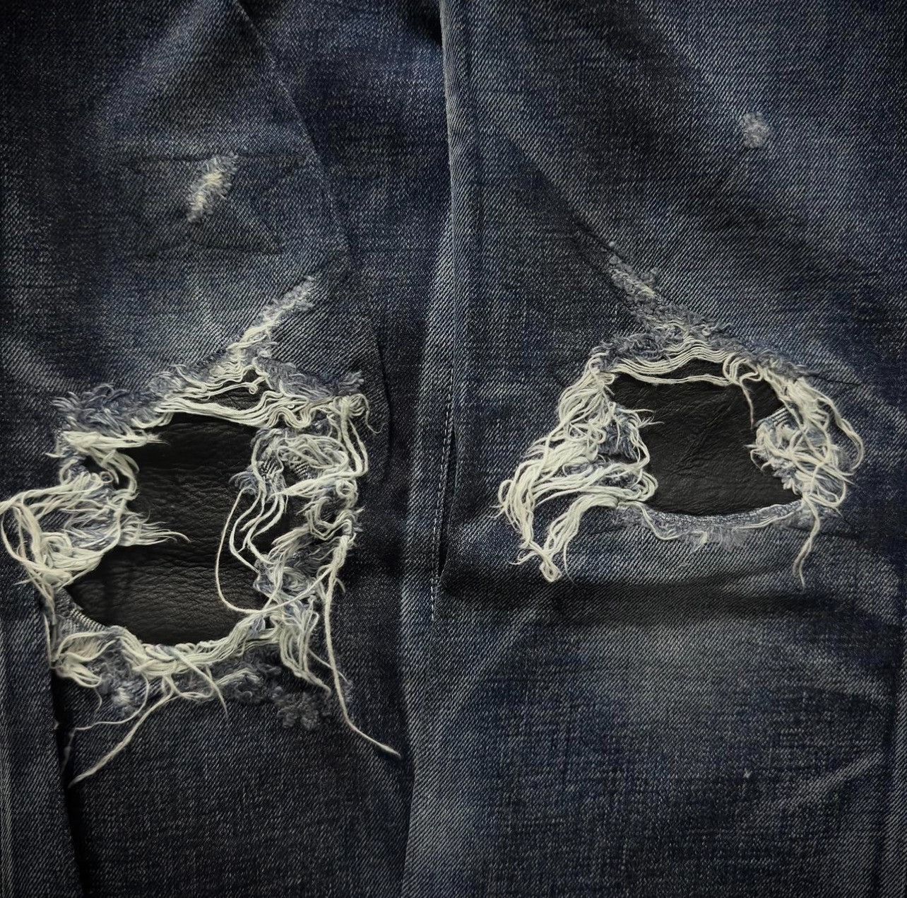 Tornado Mart Delay By Win&Sons Cow Leather Repaired Flared Jeans Size US 32 / EU 48 - 5 Thumbnail