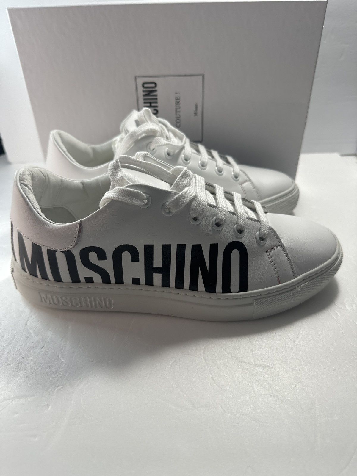Moschino Moschino Low-Top Logo Sneakers large contrast logo printed Size US 8 / IT 38 - 11 Thumbnail