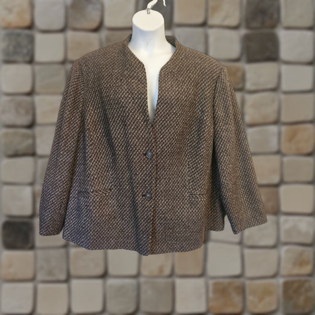 Vintage VINTAGE JG Hook Blazer Jacket Collarless Tweed V-Neck 30W Plus Women Size 4XL / US 24-26 - 1 Thumbnail