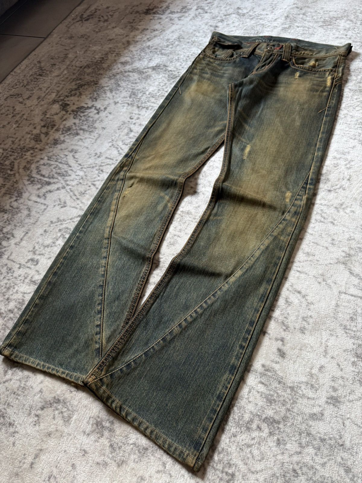 2000s Edwin V-Cut Mudwashed Flare Denim Archive