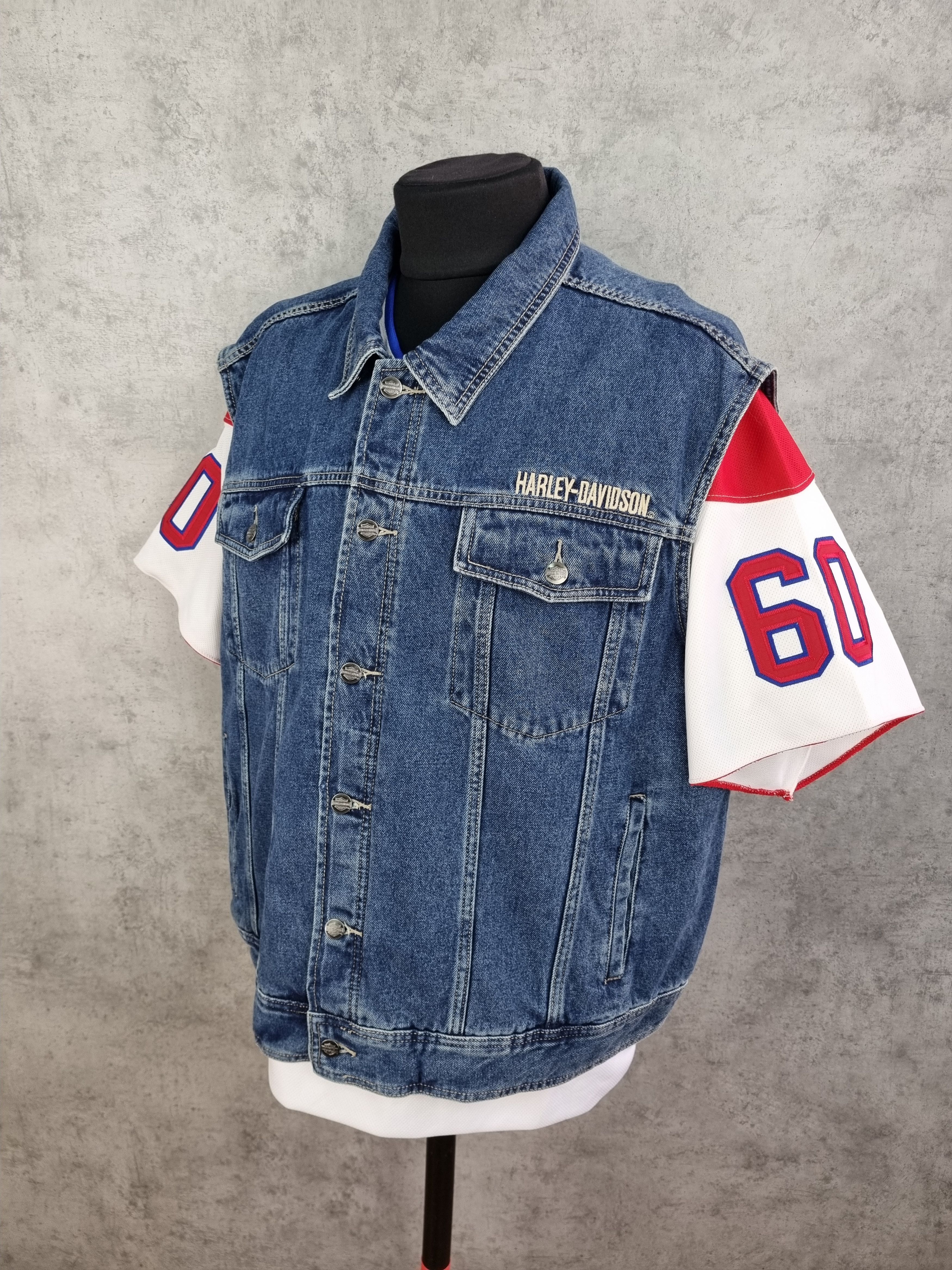 Harley Davidson × Vintage Harley Davidson Big Size Big Logo Denim Vest Size US XXL / EU 58 / 5 - 17 Thumbnail