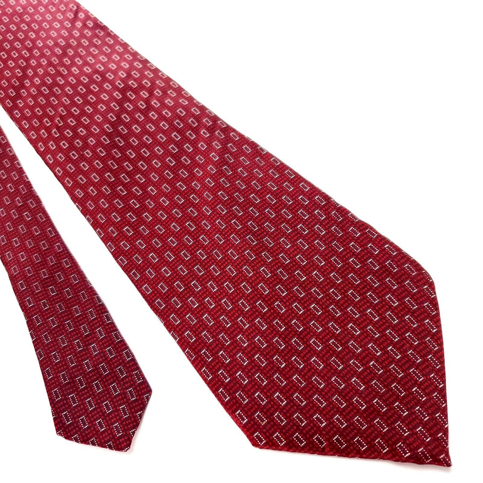 Perry Ellis Perry Ellis Red Silk Tie Woven Short Wide Geometric Size ONE SIZE - 1 Thumbnail