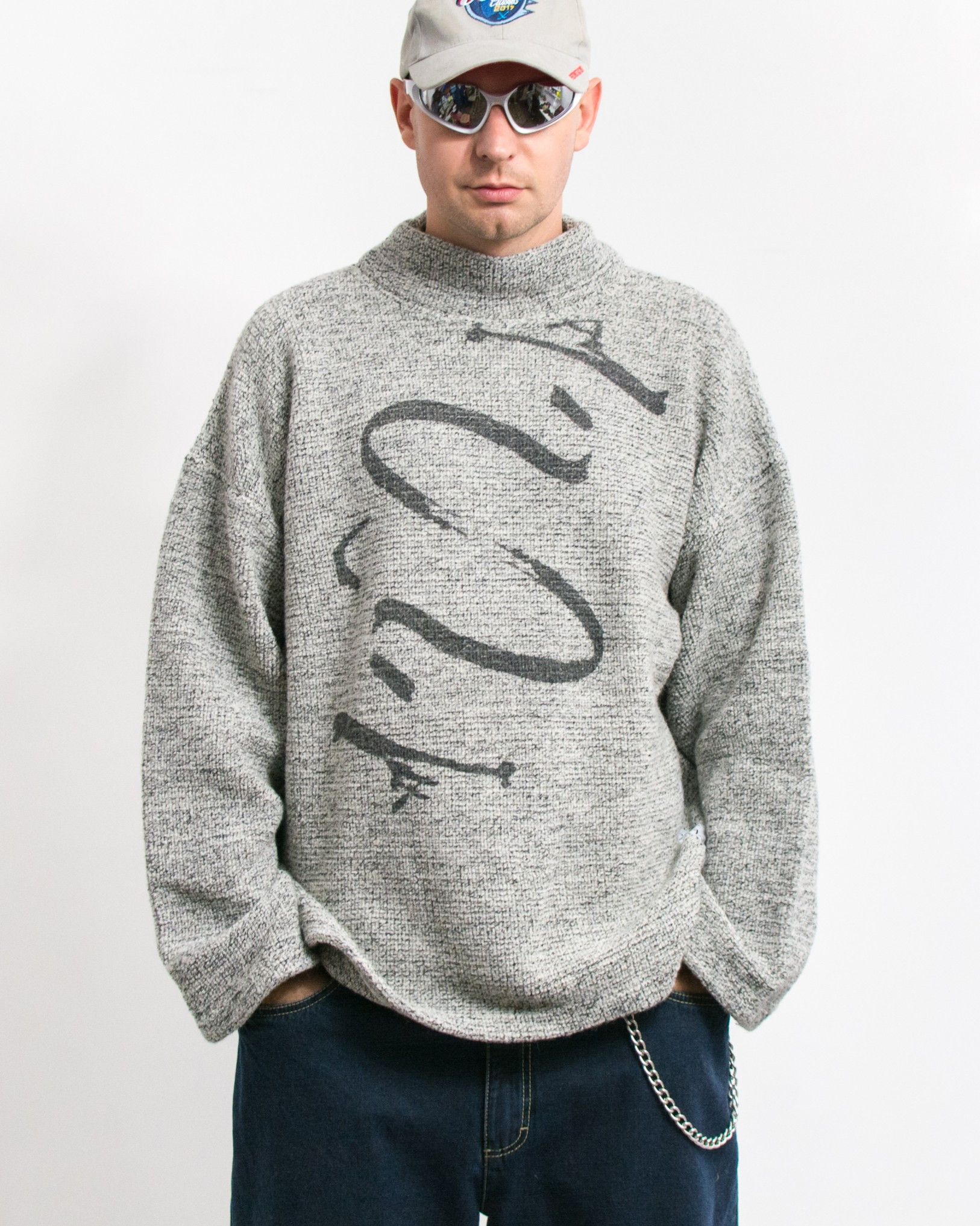 Vintage Vintage 90's Chunky Wool Sweater Mockneck Oversized Men Size US XL / EU 56 / 4 - 1 Thumbnail