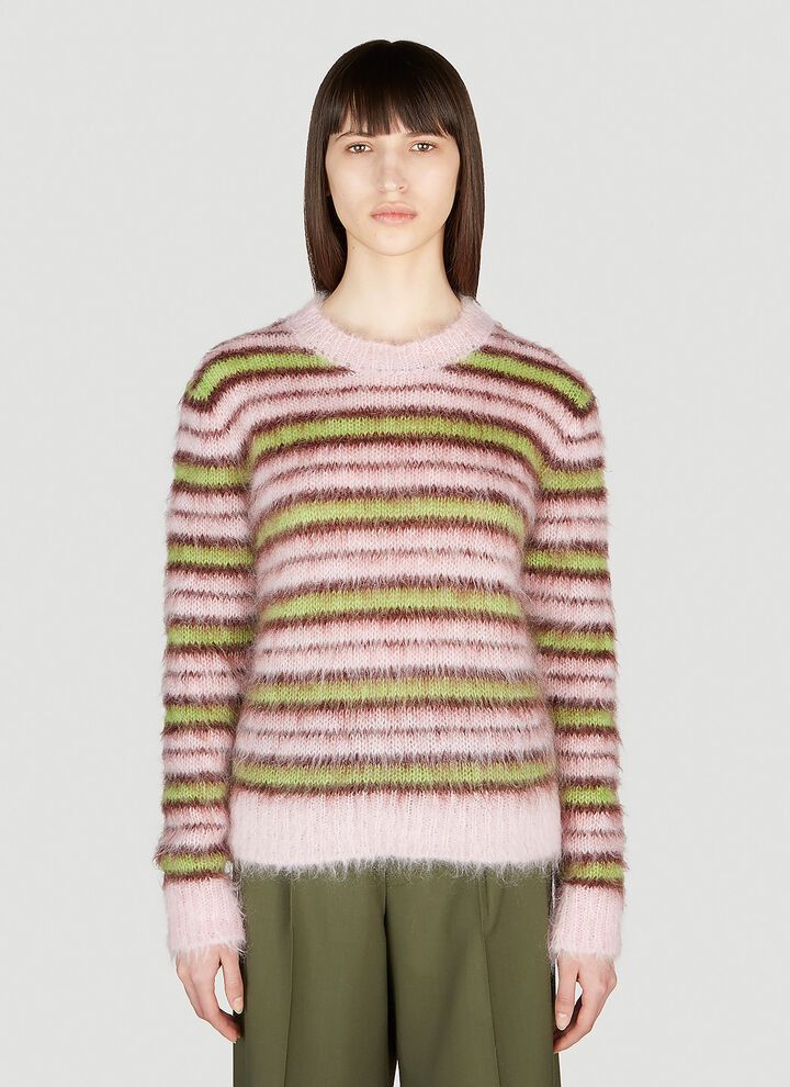 Marni o1w1db10125 Fuzzy Stripe Sweater in Multicolor Size XL / US 12-14 / IT 48-50 - 1 Thumbnail