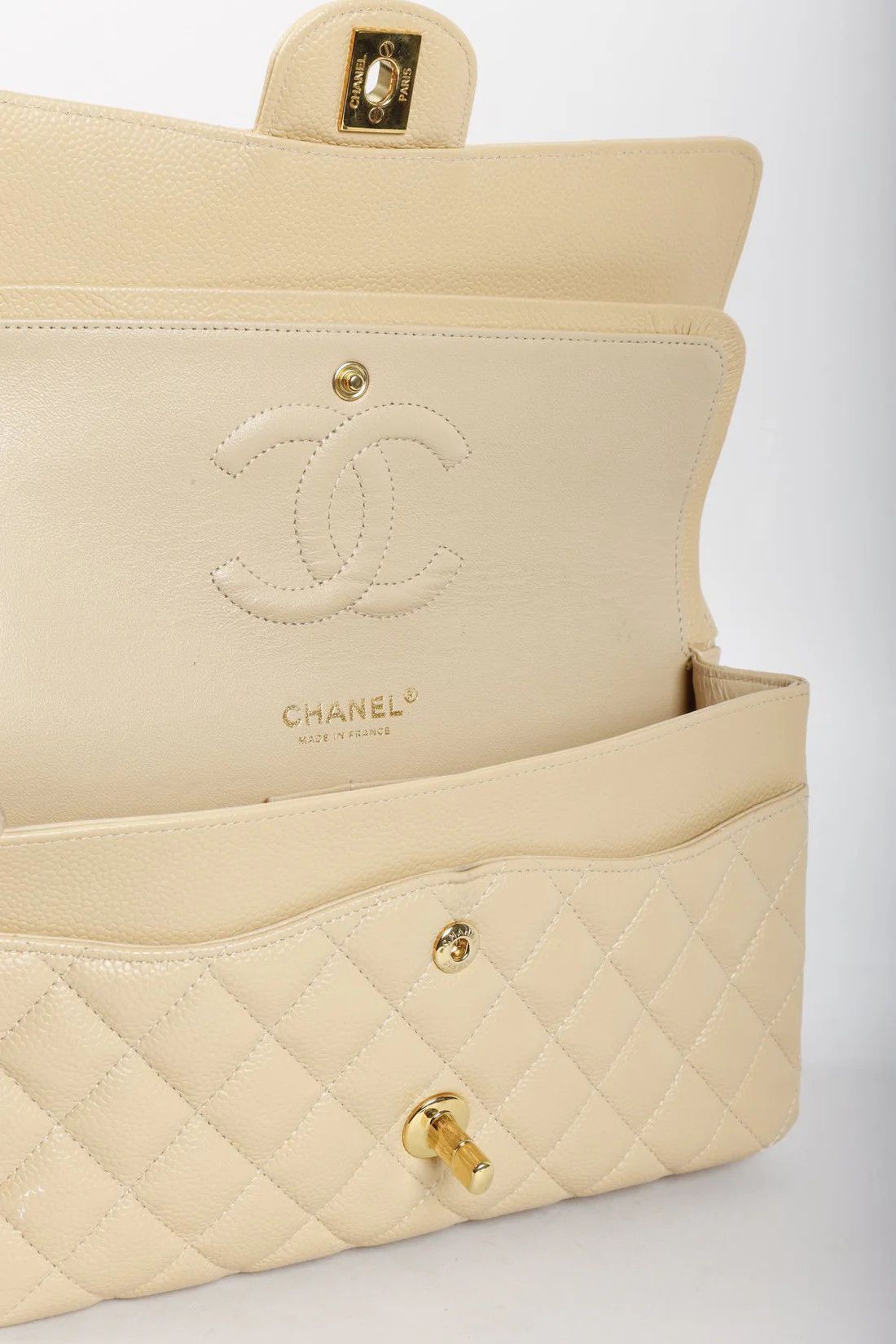 Chanel Chanel 2014 Beige Caviar Medium Double Flap Bag GHW Size ONE SIZE - 11 Thumbnail