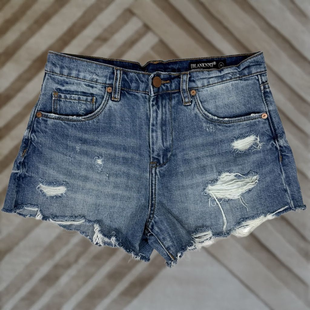 Vintage BLANKNYC Shorts Womens 26 Denim Cut-Off Shorts Patchwork Distressed Booty Short Shirt? Size 26" / US 2 / IT 38 - 1 Thumbnail