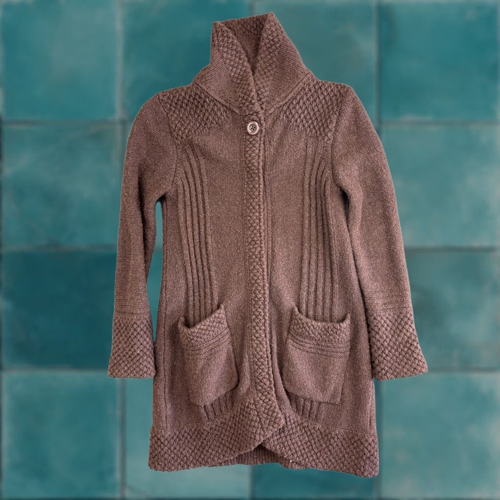 Prana prAna Cardigan Womens Medium Brown Long Knit Shawl Collar Pockets W3180540 Size M / US 6-8 / IT 42-44 - 1 Thumbnail