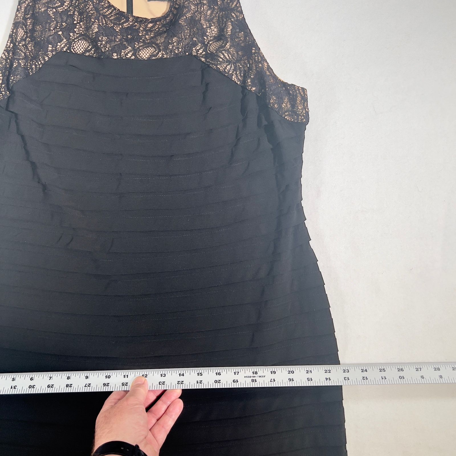 Adrianna Papell Adrianna Papell Above Knee Dress A-Line Woman Black Lace Top Size ONE SIZE - 8 Thumbnail