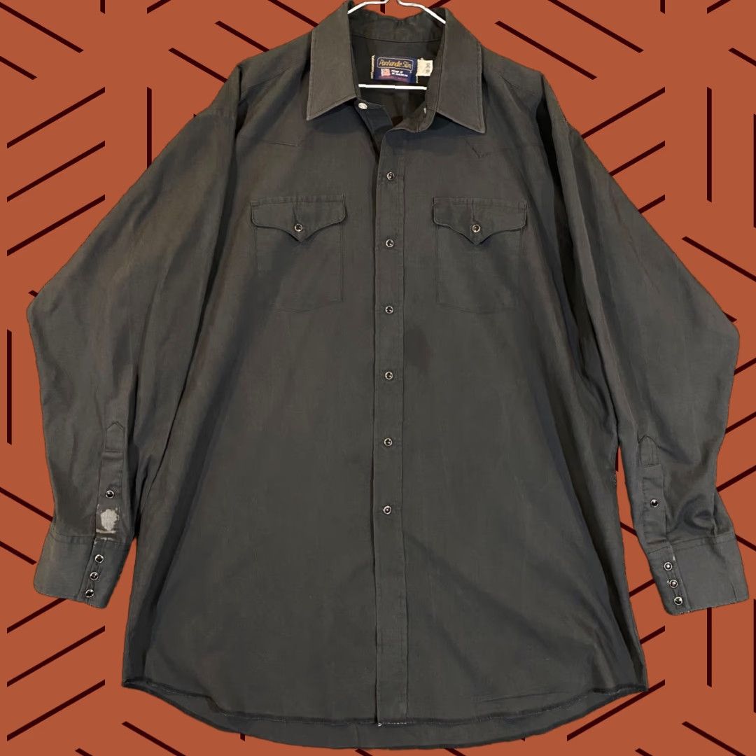 Vintage Panhandle Slim Men's Western Shirt 18 Charcoal Gray Button-Up Long Sleeve Casual Outdoor Size US XXL / EU 58 / 5 - 1 Thumbnail