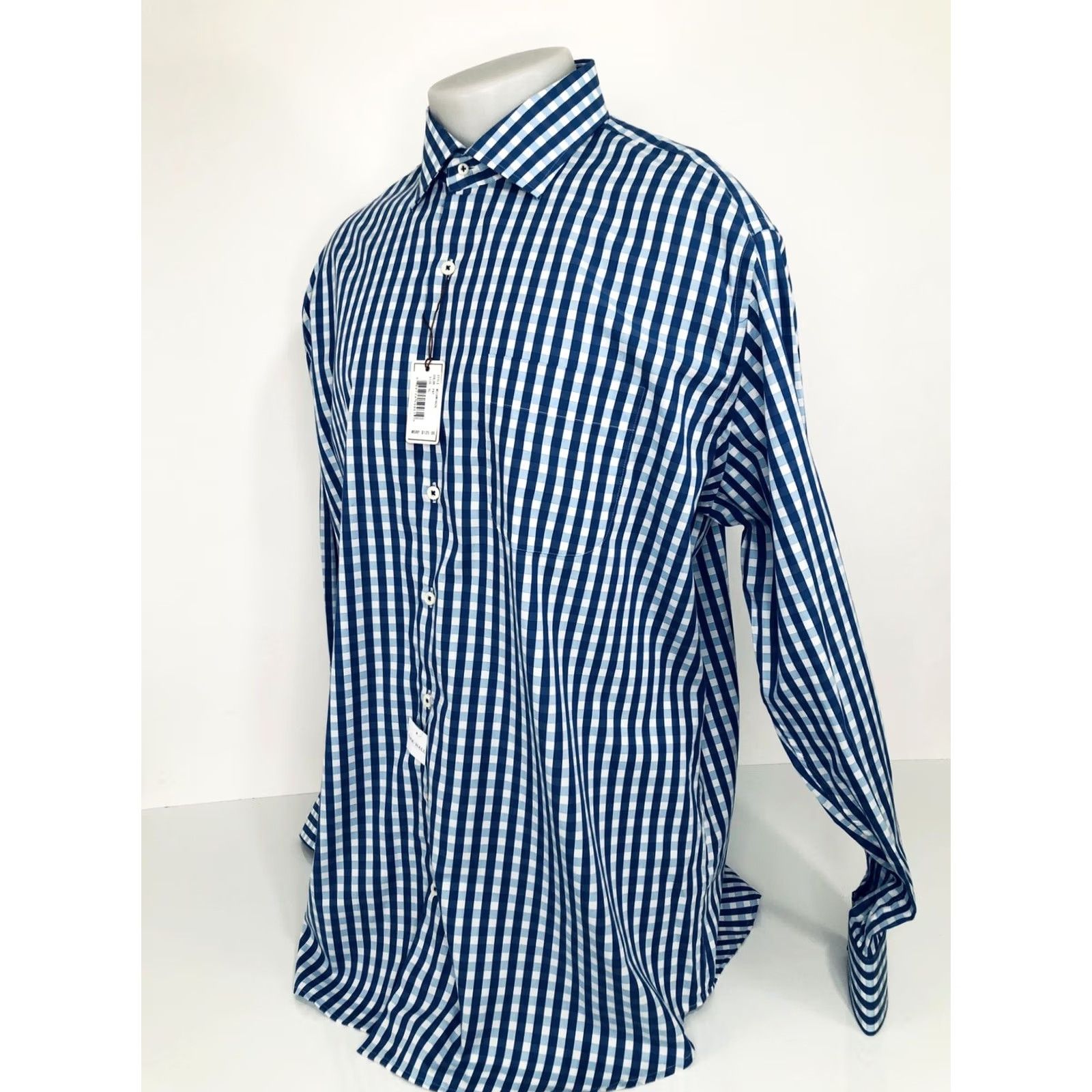 Peter Millar Peter Millar / Seaside Finish - XL Shirt - Plaid Check - Blue / White - Button-Up - Long Sleeve - Men Size US XL / EU 56 / 4 - 2 Thumbnail