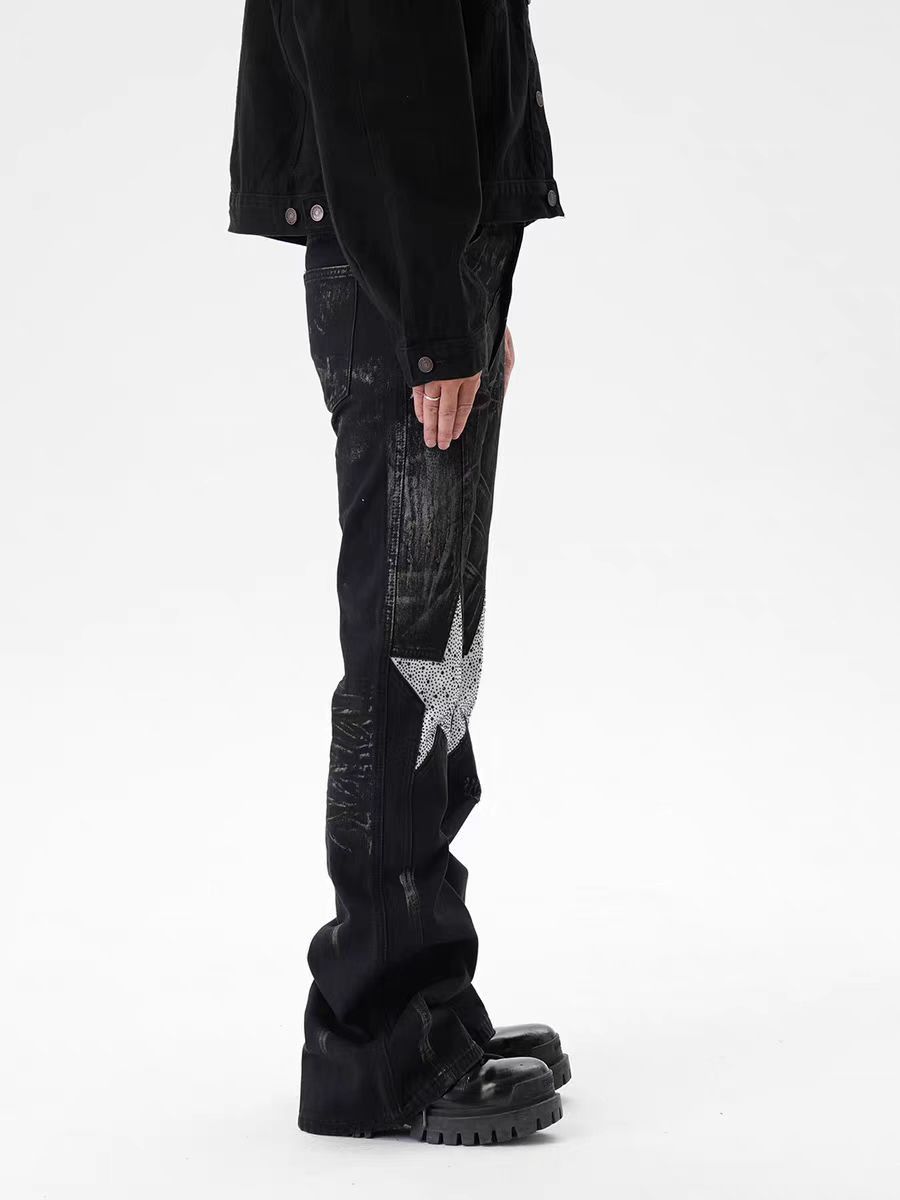 Jean Black pentagram pattern jeans Size US 30 / EU 46 - 4 Thumbnail