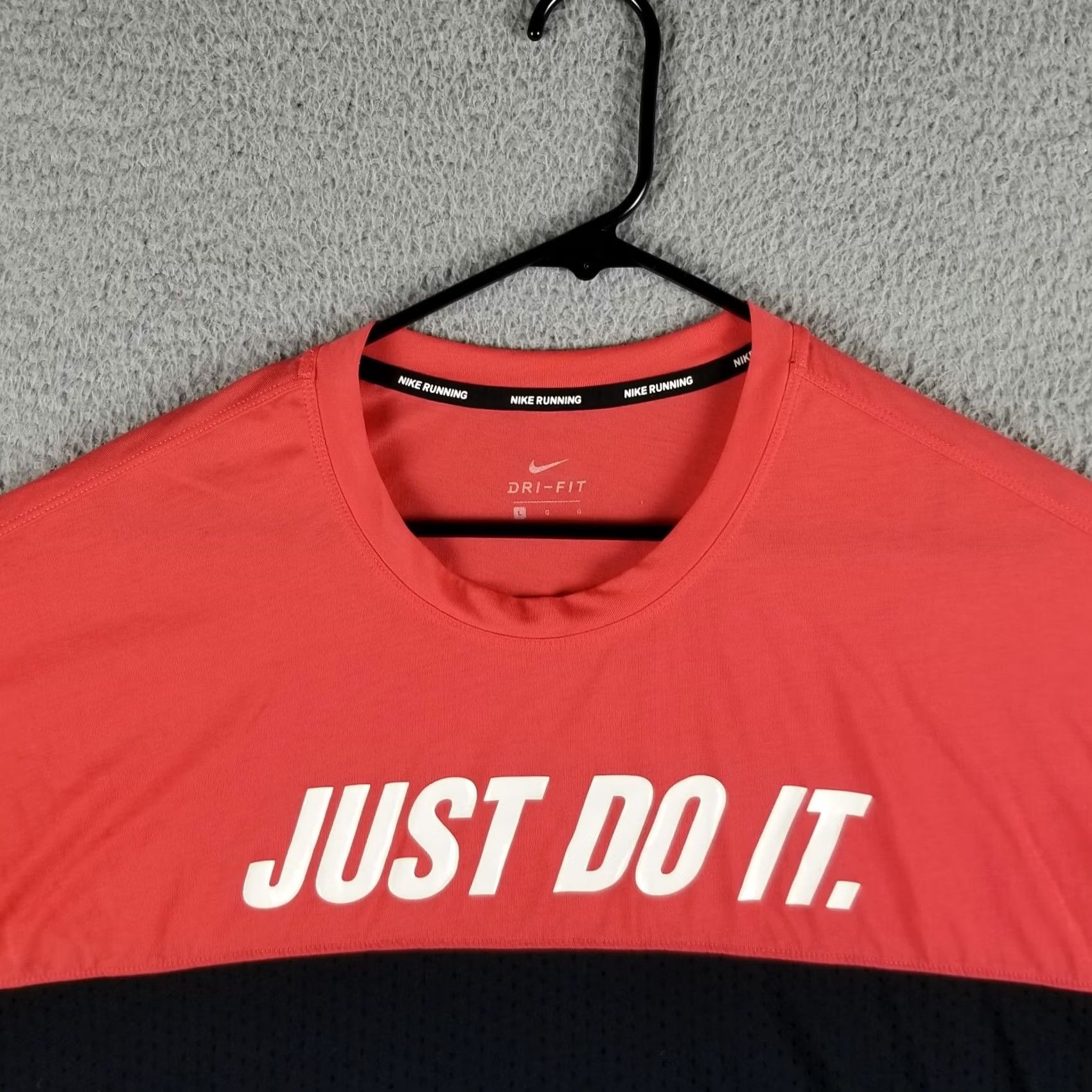 Nike Nike Womens Just Do It Dri-fit Colorblocked Running Top L Red Black AJ8662 Size L / US 10 / IT 46 - 2 Thumbnail