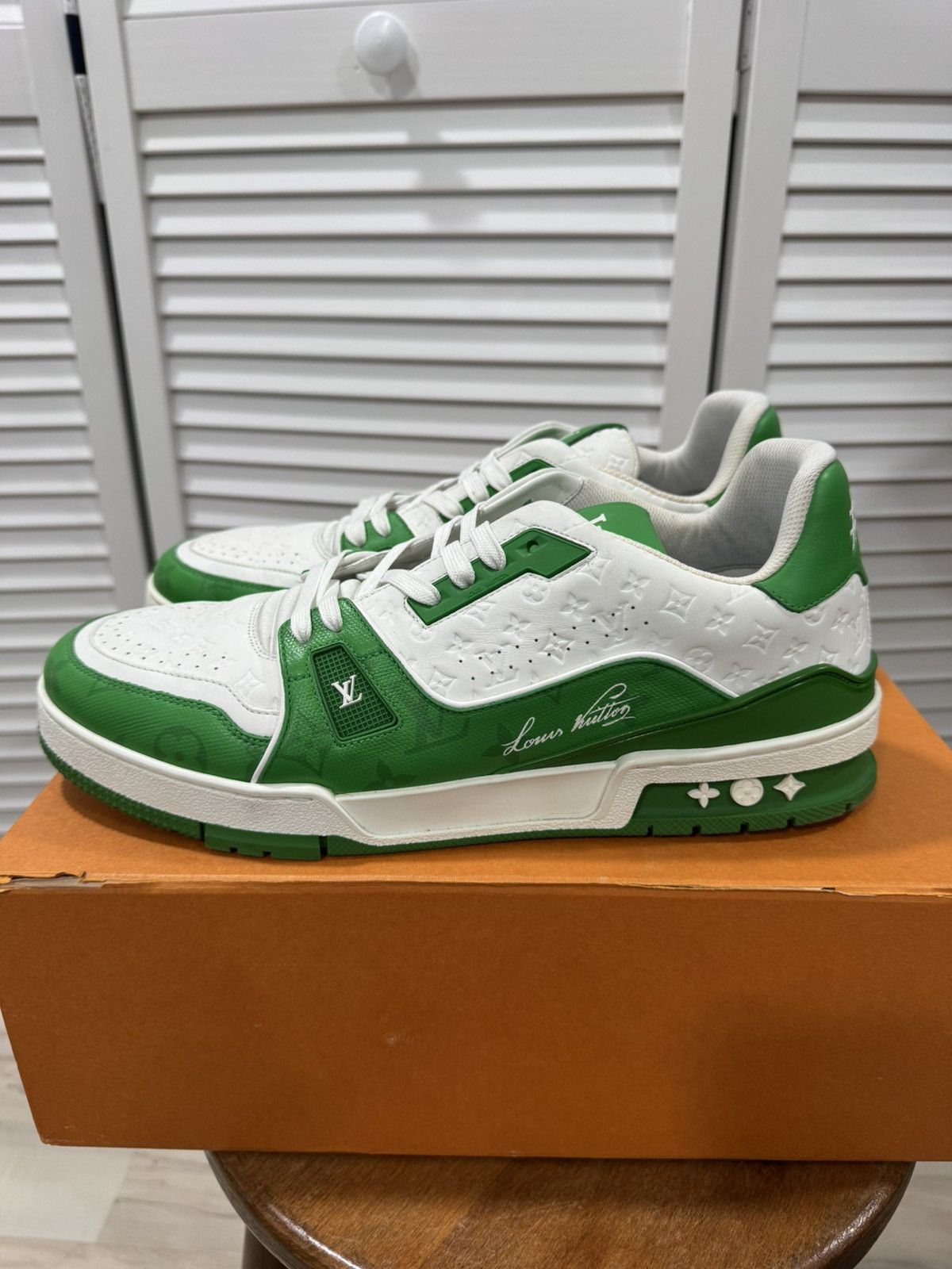 Louis Vuitton Louis Vuitton Trainer #54 Mini Monogram (Green/White) Size US 11 / EU 44 - 2 Thumbnail