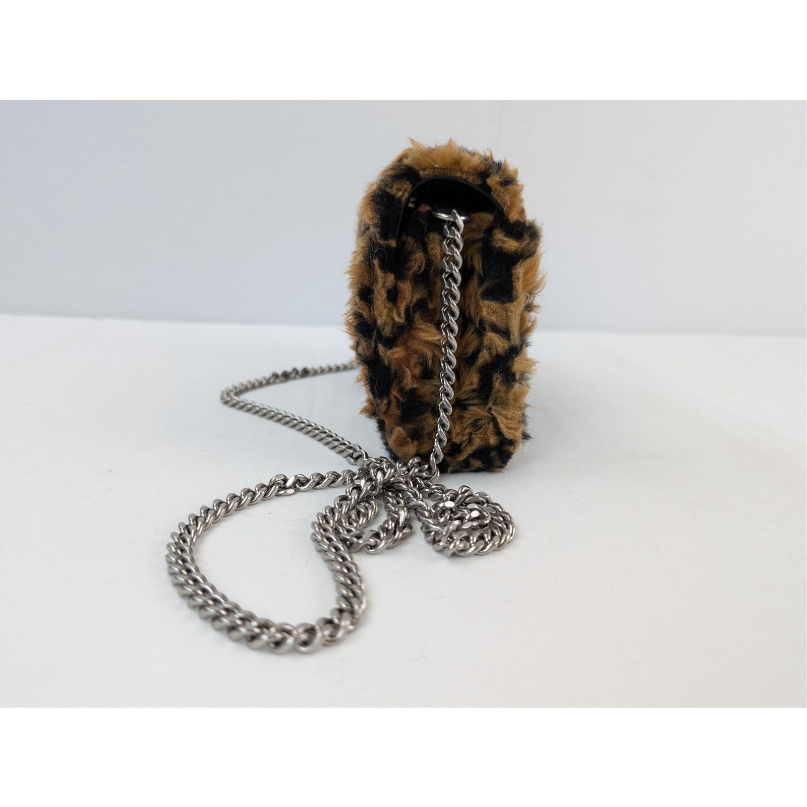 Balenciaga o1rshd1 Size: OS / Furry Leopard Wallet on Chain in Black Size ONE SIZE - 7 Thumbnail