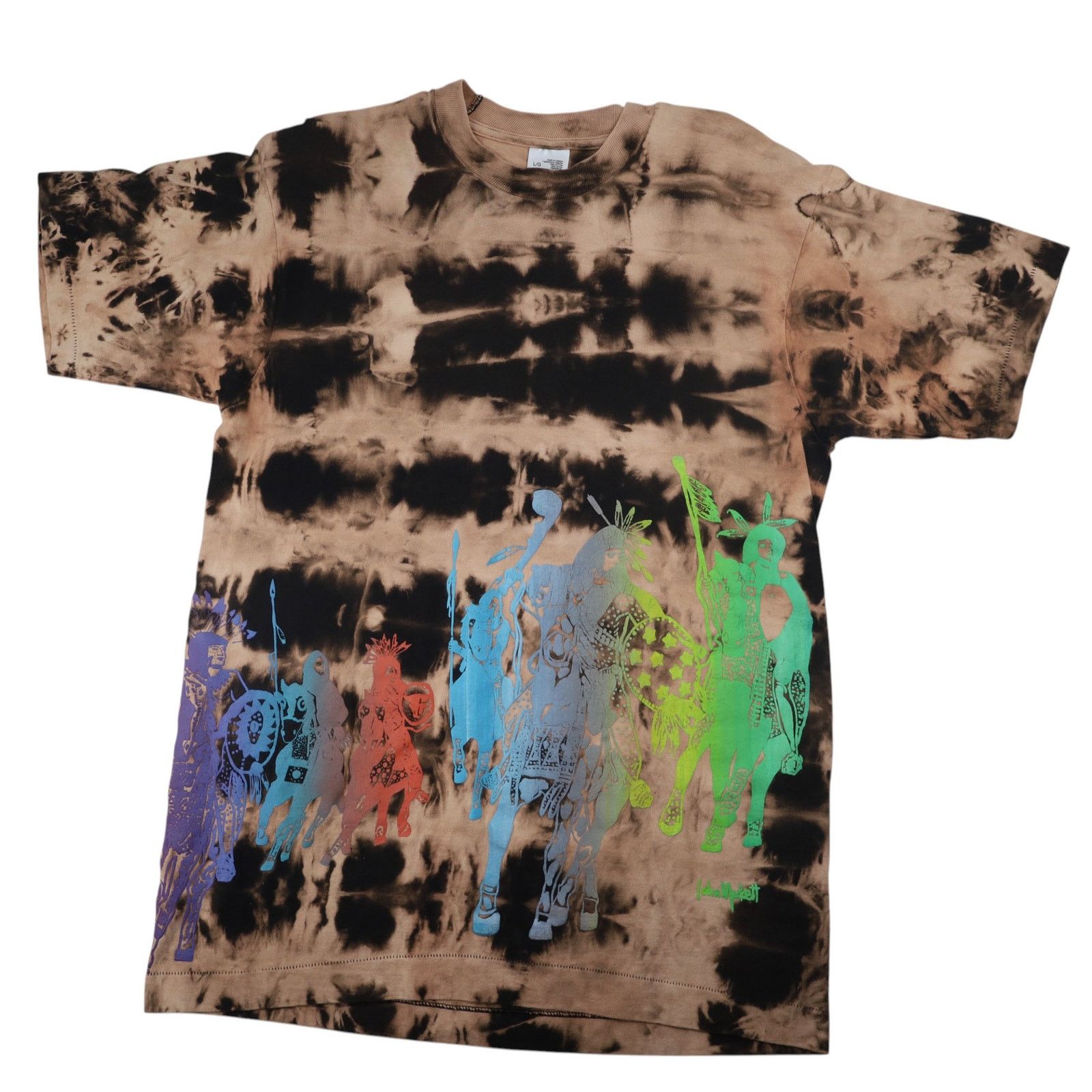 Fruit Of The Loom × Vintage Vintage 90s Native American Rainbow Graphic Tie Dye T Shirt Size US L / EU 52-54 / 3 - 1 Thumbnail