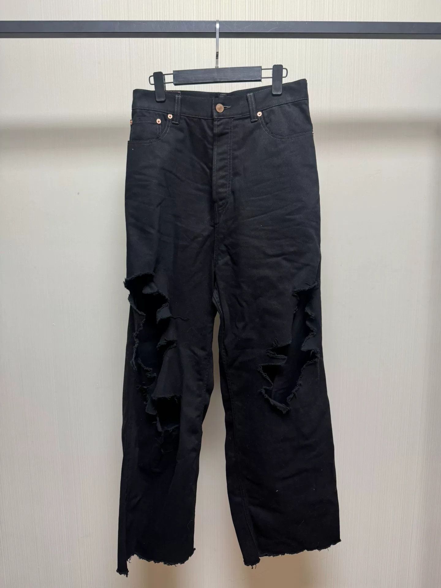 Balenciaga Balenciaga Distressed Black Two-Piece Jeans Size US 26 / EU 42 - 1 Thumbnail