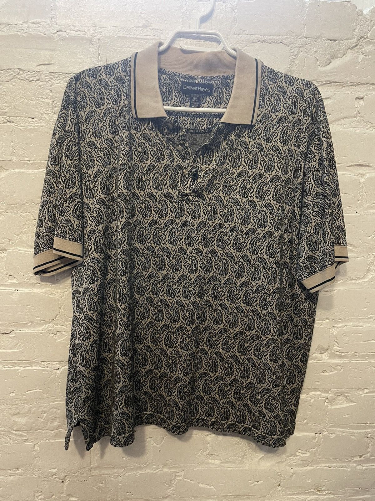 Denver Hayes Vintage Paisley Cotton Knit Polo Size US L / EU 52-54 / 3 - 1 Thumbnail