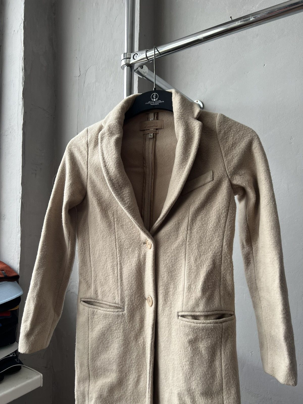 Falcone FALCONERI MADE IN ITALY CREAM WOMEN WOOL LUXURY COAT SIZE XS Size XS / US 0-2 / IT 36-38 - 4 Thumbnail