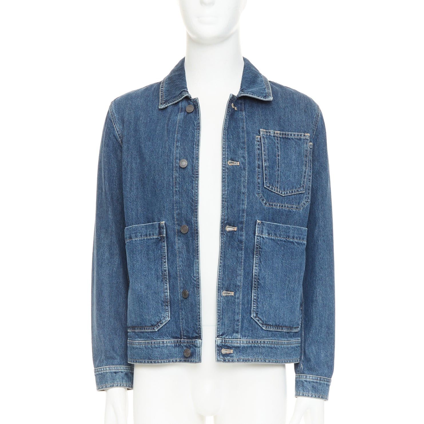 Bottega Veneta BOTTEGA VENETA blue washed denim patch pocket discreet logo chore jacket IT48 M Size US M / EU 48-50 / 2 - 1 Thumbnail