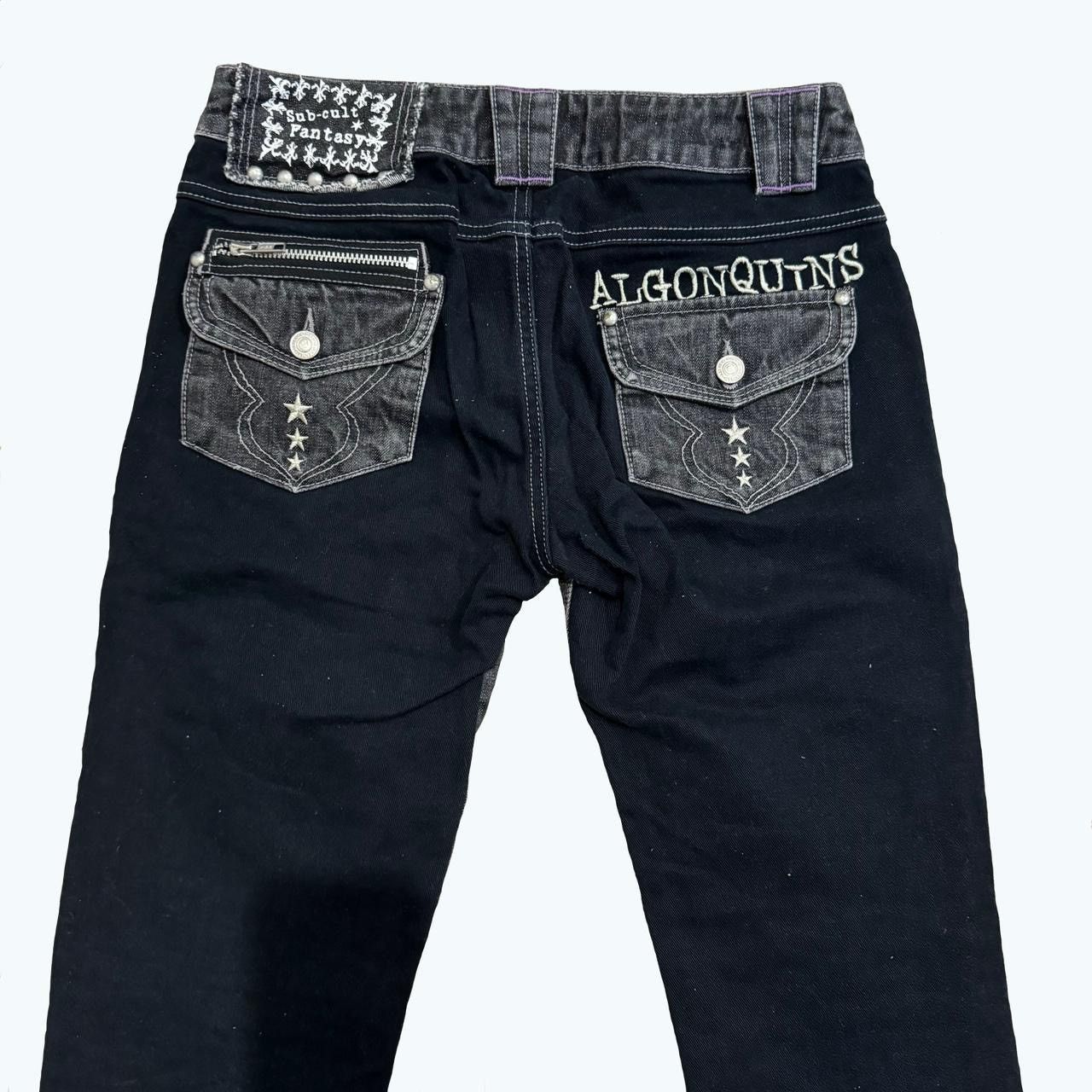 Japanese Brand Algonquins grey and black distressed jeans with studs Size 30" / US 8 / IT 44 - 4 Thumbnail