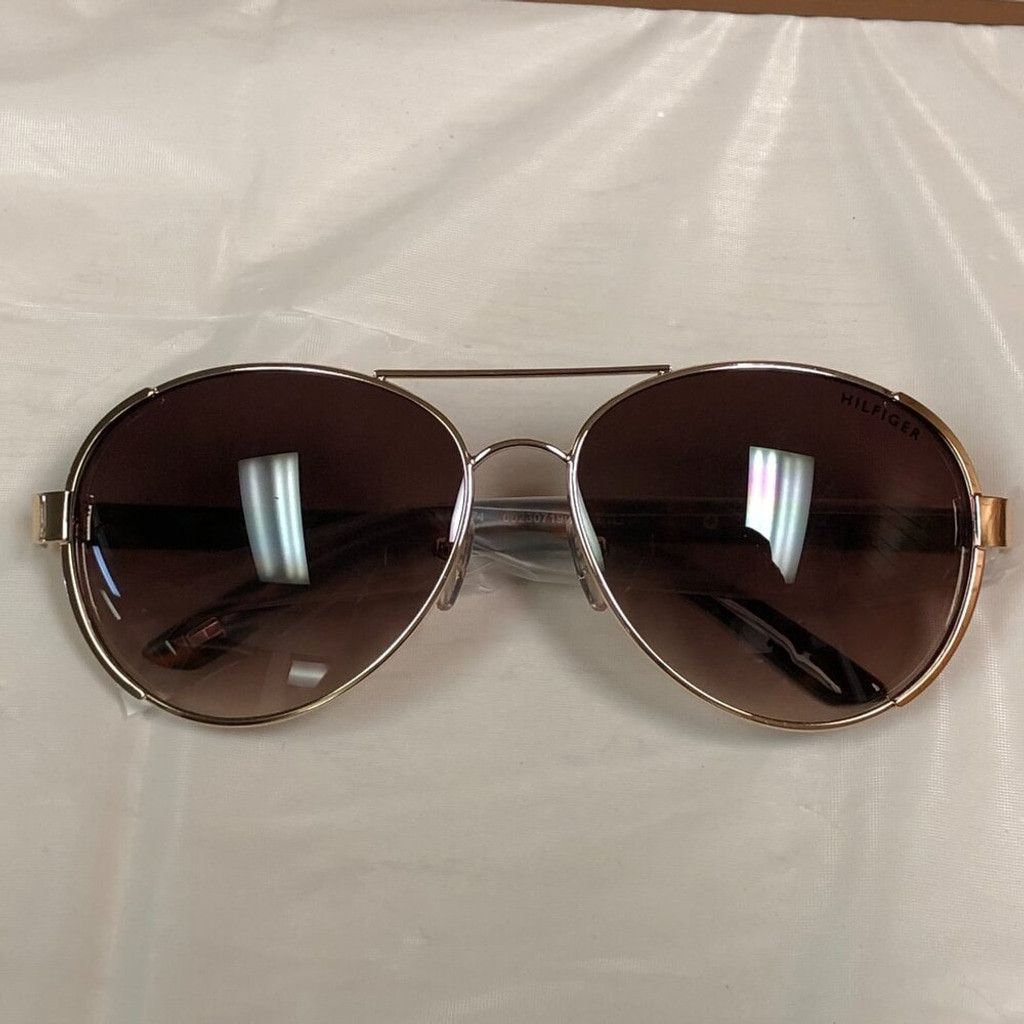 Tommy Hilfiger Tommy Hilfiger Tortoiseshell & Gold Aviator Sunglasses Size ONE SIZE - 3 Thumbnail
