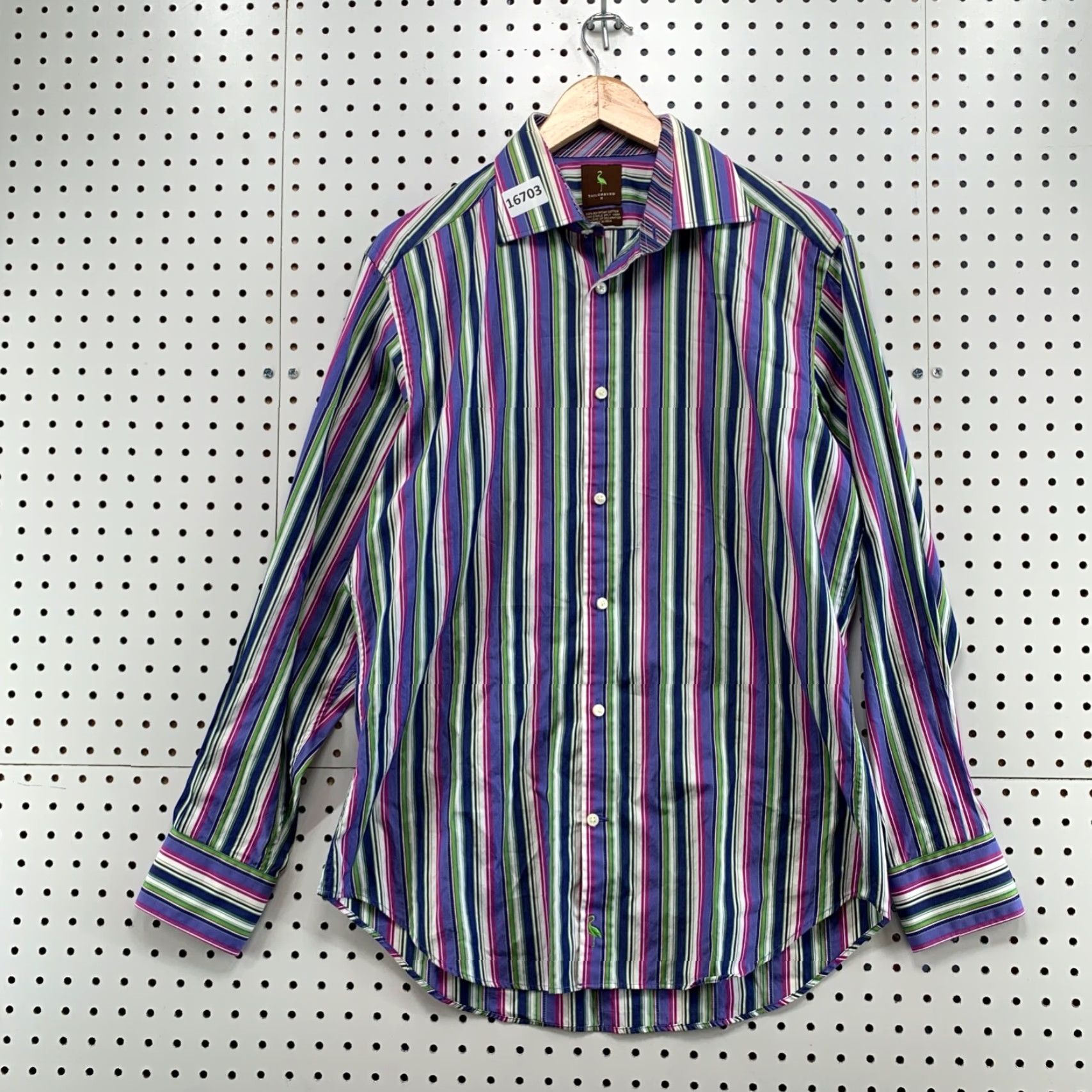 Tailorbyrd VINTAGE Tailorbyrd Shirt Mens M 100% Egyptian Cotton Purple Striped Long Sleeve Button-Up Adult Medium Purple Striped Mens Size US M / EU 48-50 / 2 - 6 Thumbnail