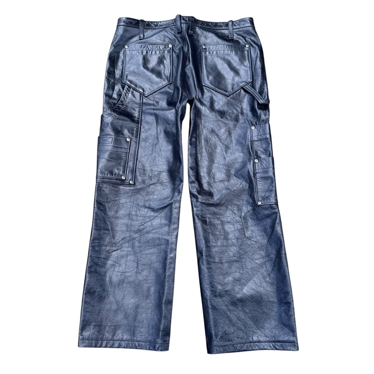 20471120 20471120 Black Leather Carpenter Pants Cowhide Size US 36 / EU 52 - 3 Thumbnail