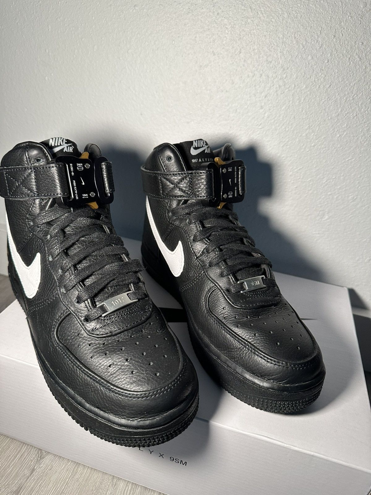 image of 1017 Alyx 9Sm x Nike Alyx X Nike Air Force 1 Hi Shoes in Black, Men's (Size 7)