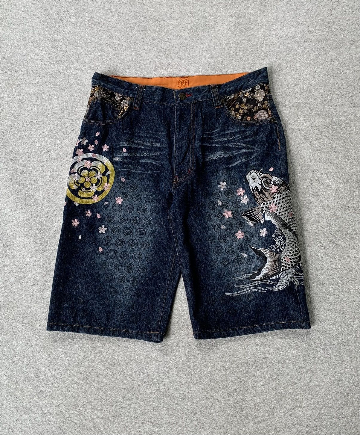 Karakuri Tamashii The Japanese Tradition Embroidered Jorts Pants Size US 36 / EU 52 - 1 Thumbnail