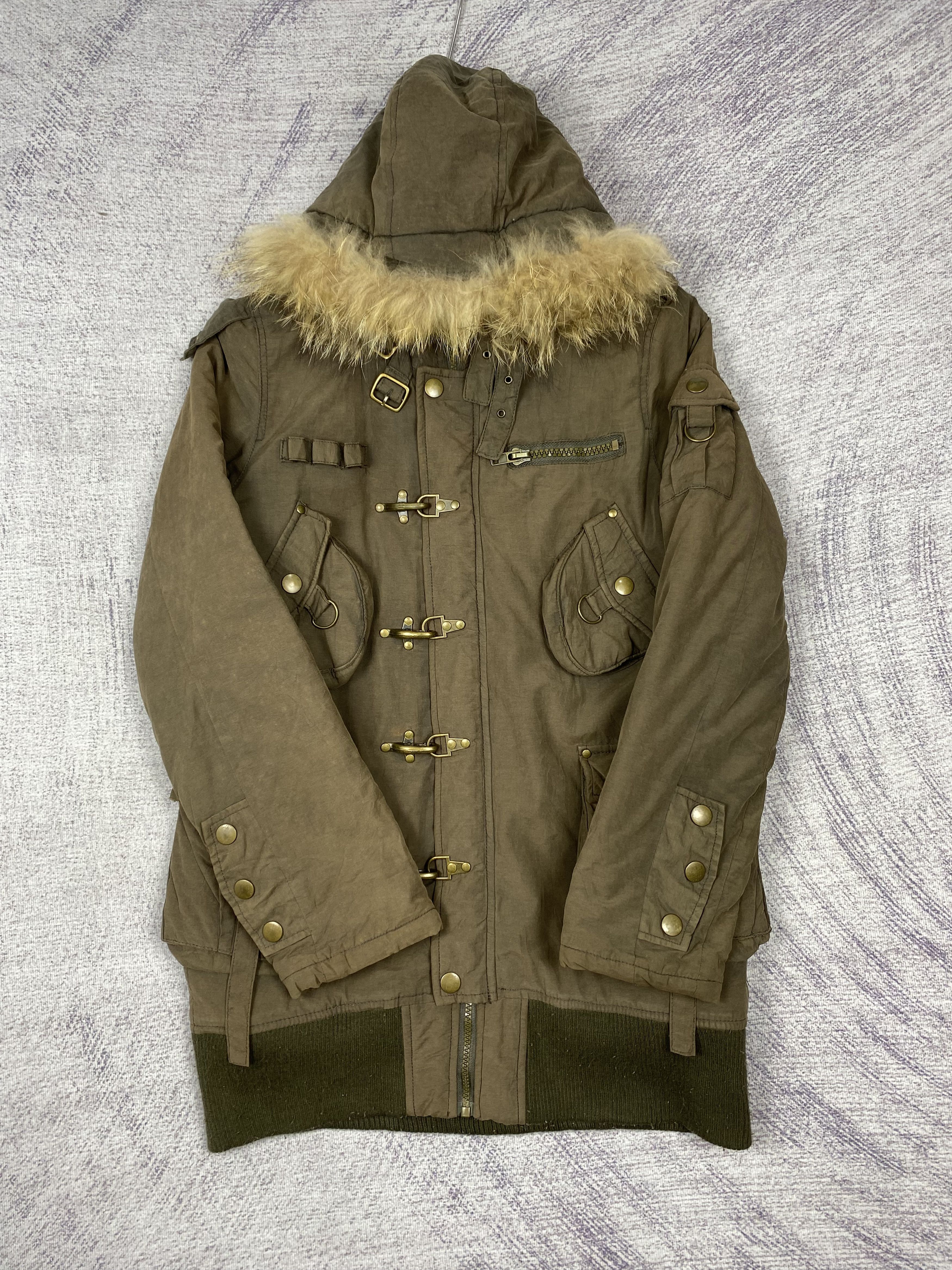 Essentiel Antwerp Vintage Ant Werpen Winter Coat Brown Fur Hood Utility Jacket Size US S / EU 44-46 / 1 - 3 Thumbnail