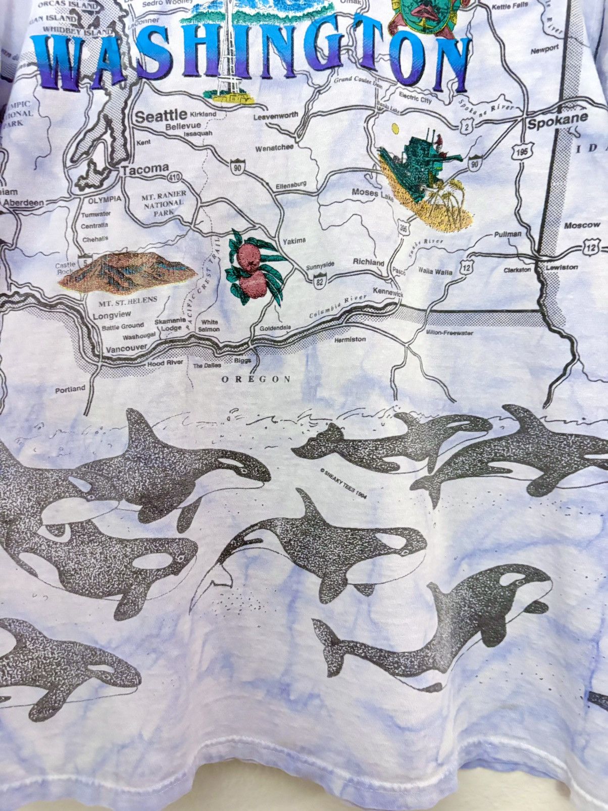 Vintage 90’s Washington State All Over Print Map Vintage Souvenir T Size US XL / EU 56 / 4 - 5 Thumbnail