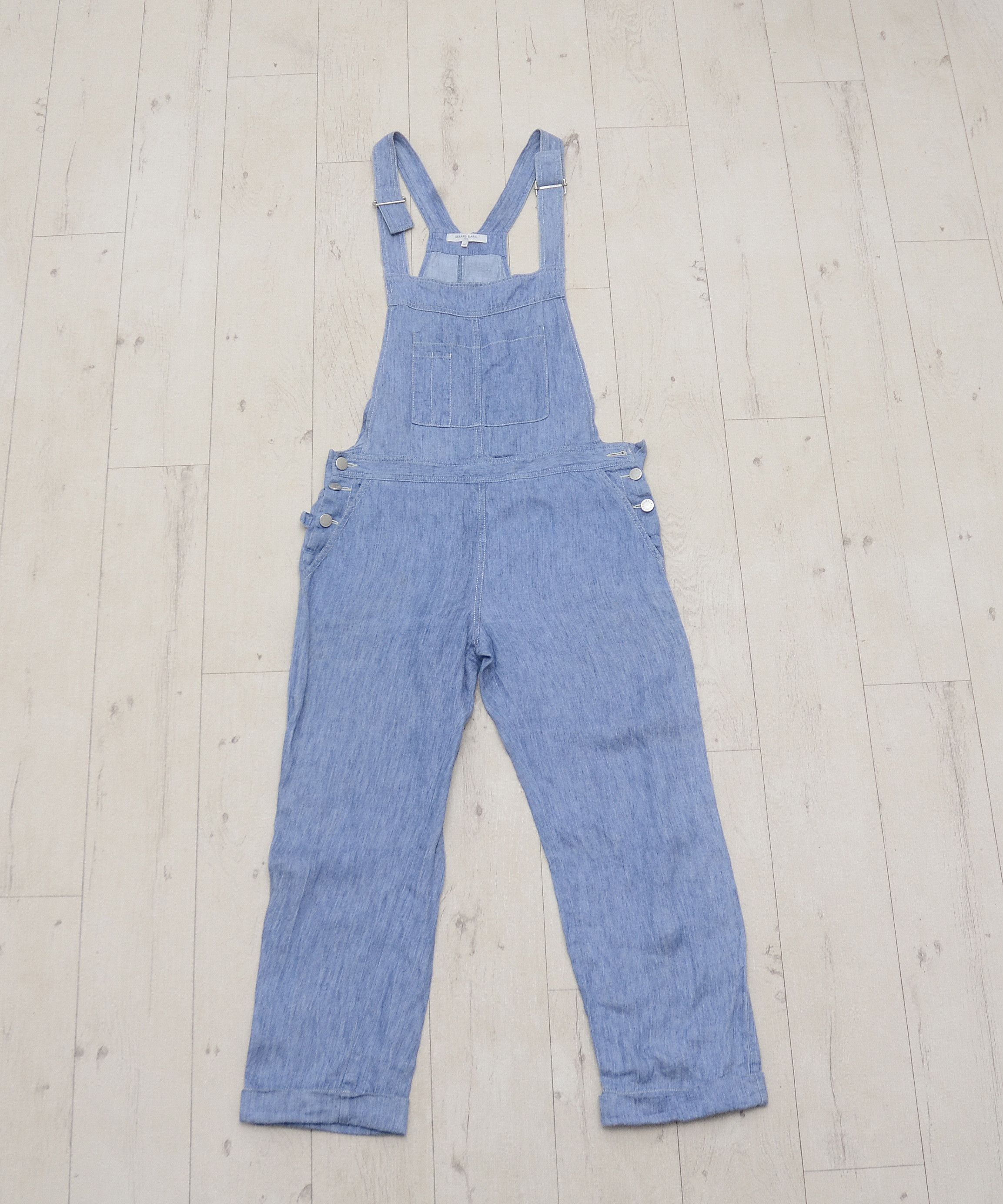 Designer × Gerard Darel Gerard Darel Paris Denim Cropped Jumpsuit Linen Overall Size 26" / US 2 / IT 38 - 1 Thumbnail