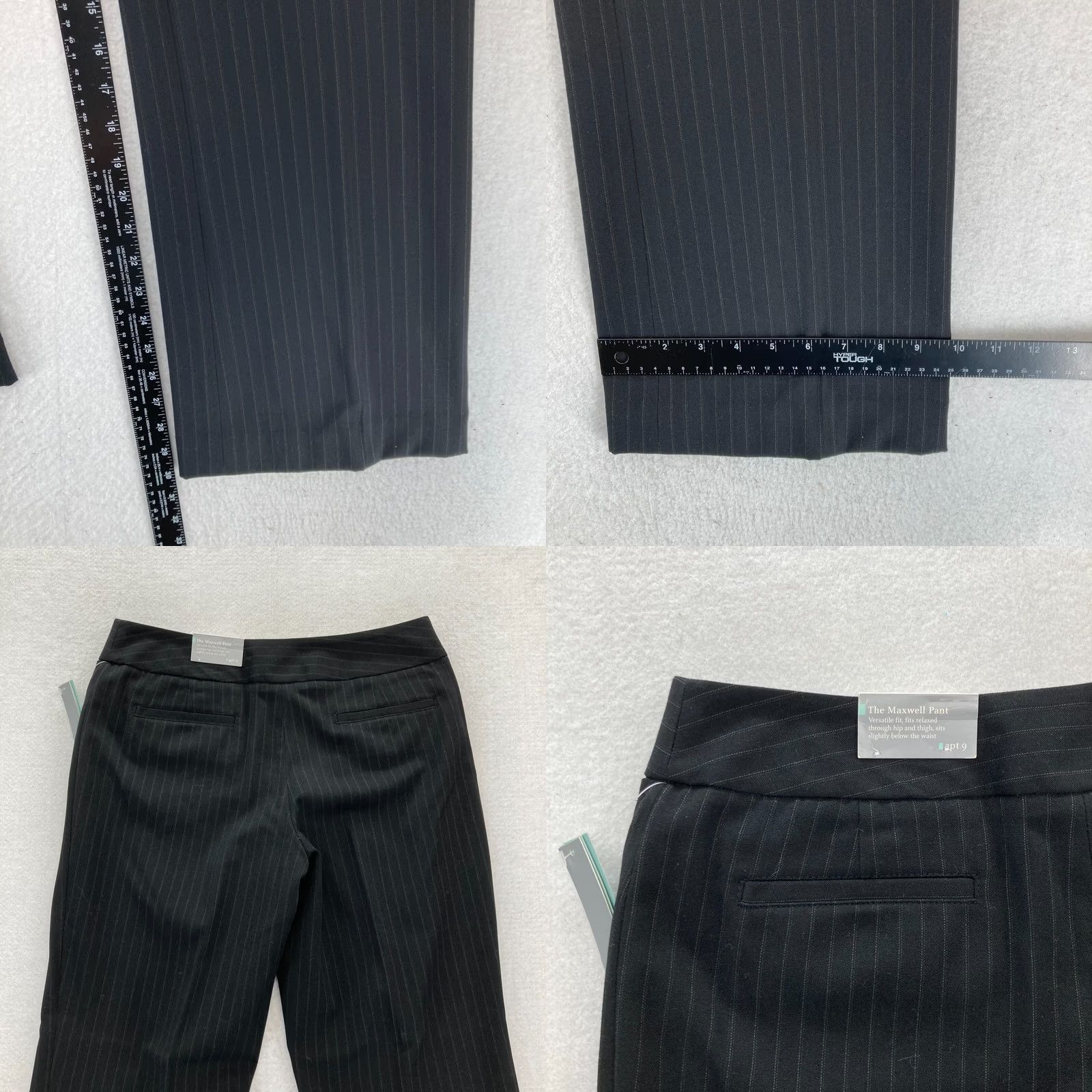 Apt. 9 Apt. 9 Maxwell Dress Pants Women's 4 Black Striped Stretch Fabric Relaxed Fit Pants Size 28" / US 6 / IT 42 - 8 Thumbnail
