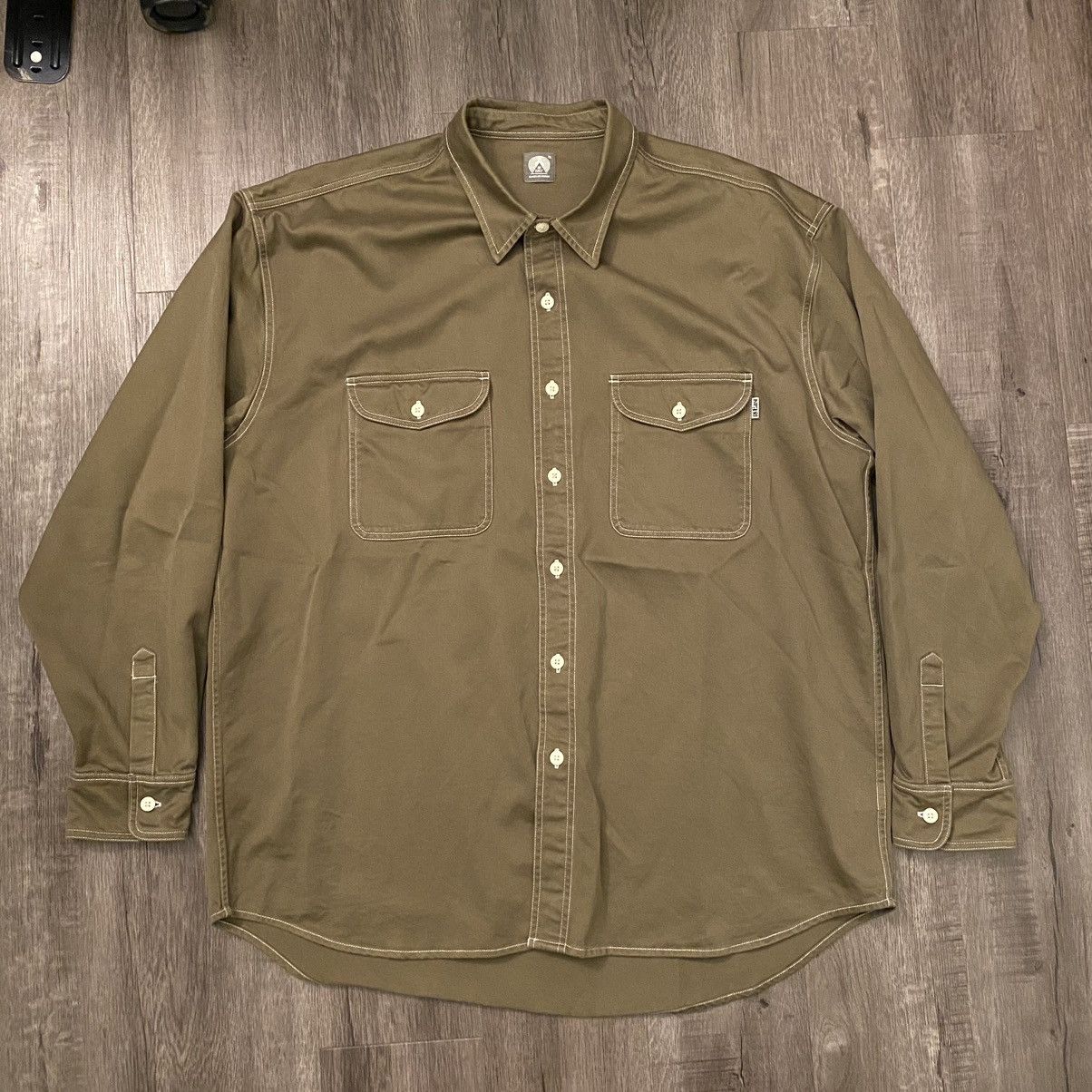 image of 18 East Roomet Shirt Sateen Olive, Men's (Size XL)