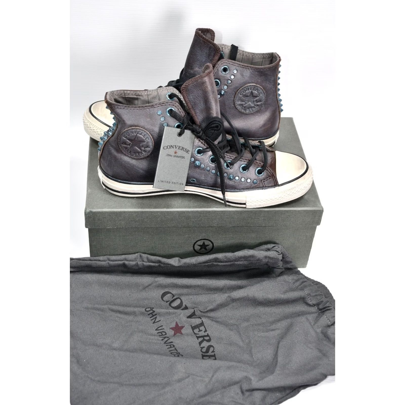 John Varvatos Converse by John Varvatos All Star Chuck Taylor Brown Leather Studded Men's 42.5 Shoes Casual Leather Studded Brown 42.5 US 9 Mens Shoes Size US 9 / EU 42 - 4 Thumbnail