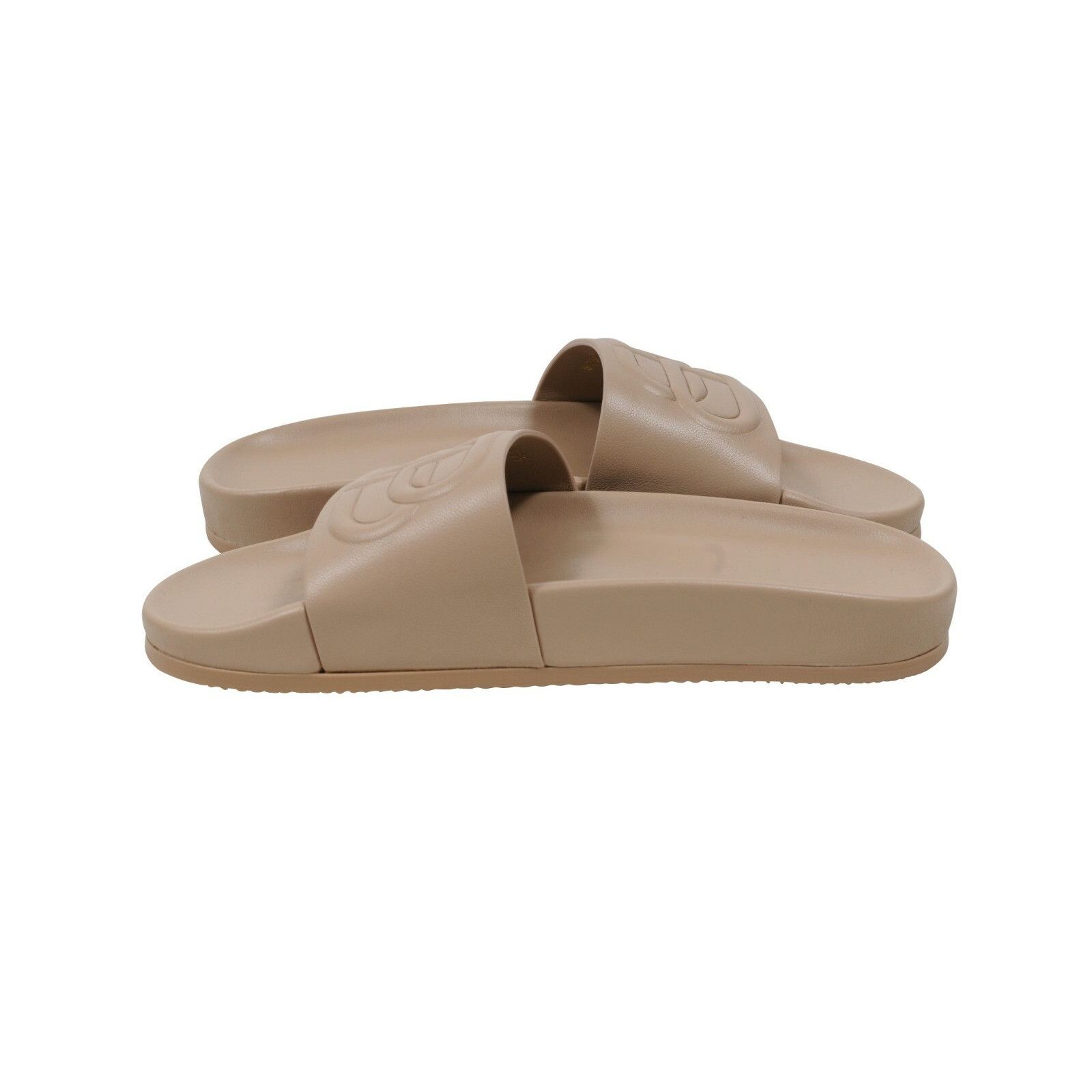 Balenciaga BB Logo Sandals Tan Leather Pool Slides - 00606 Size US 5 / IT 35 - 5 Thumbnail