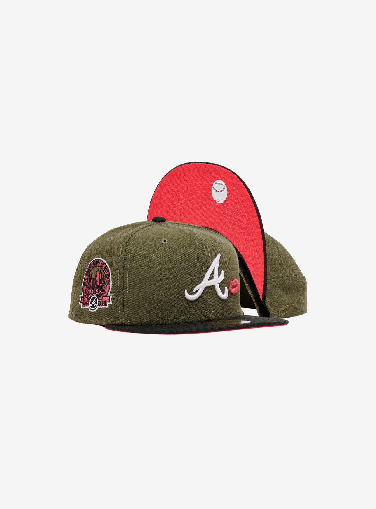 Hat Club × MLB × New Era New Era Braves Side Patch Lips Fitted Cap Size ONE SIZE - 4 Thumbnail