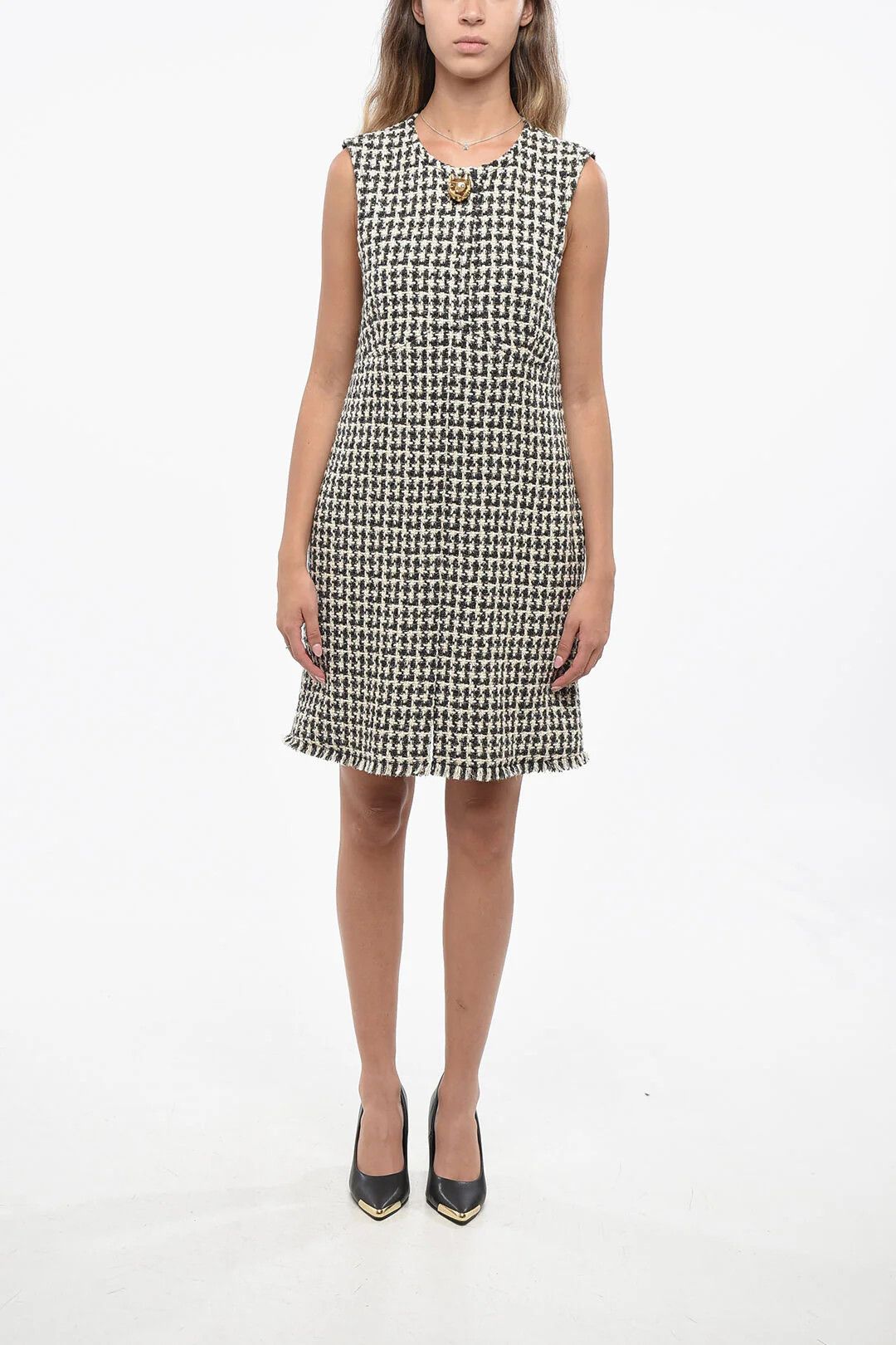 Lanvin og1mm0426 Textured Fabric Sleeveless Trapeze Dress in White Size M / US 6-8 / IT 42-44 - 1 Thumbnail