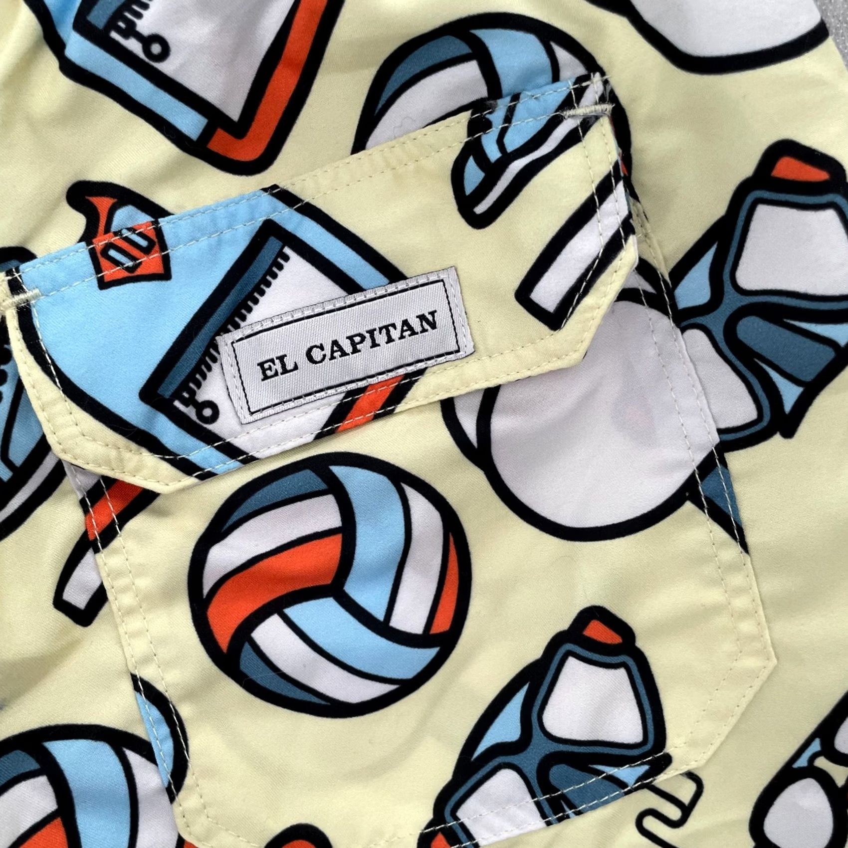 Vintage El Capitan Shorts Adult Medium Yellow Swimwear Board Beach Print Lined Mens M Size US 31 - 4 Thumbnail