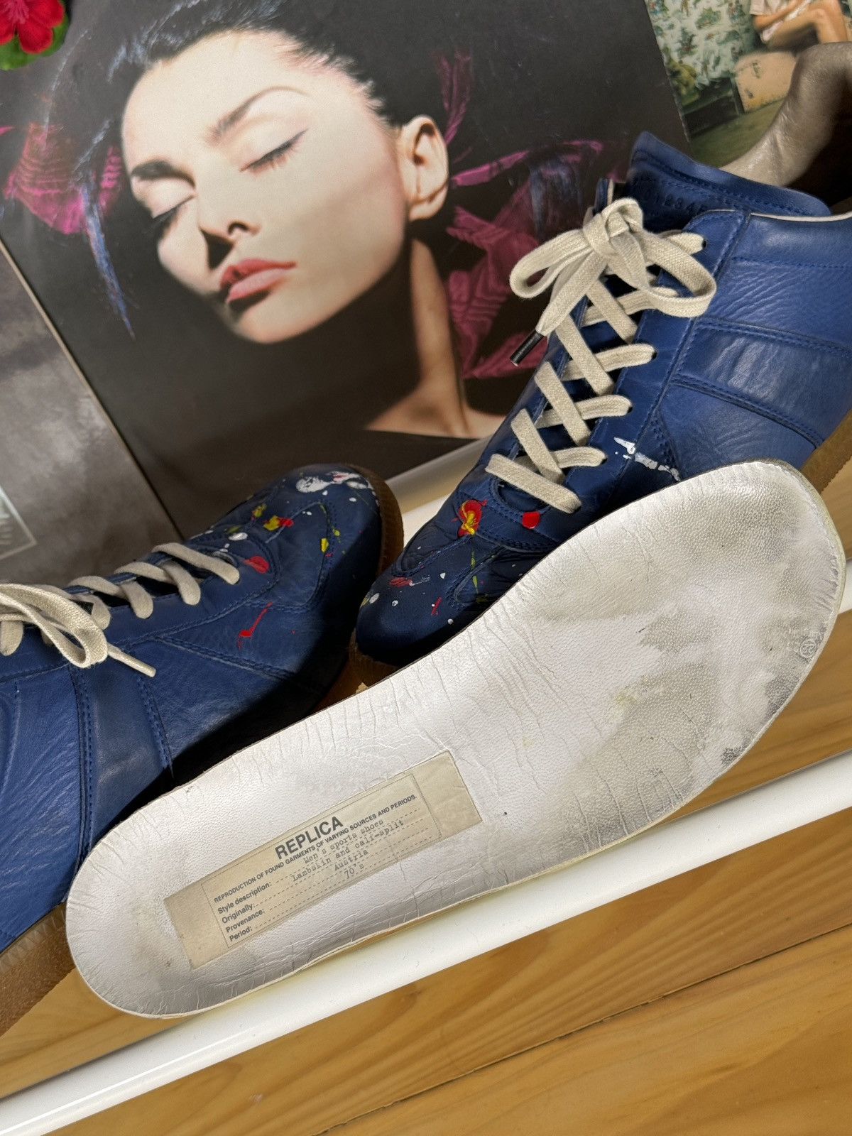 Maison Margiela 2010s GAT Paint Splatter Leather Low Sneakers Size US 10 / EU 43 - 11 Thumbnail