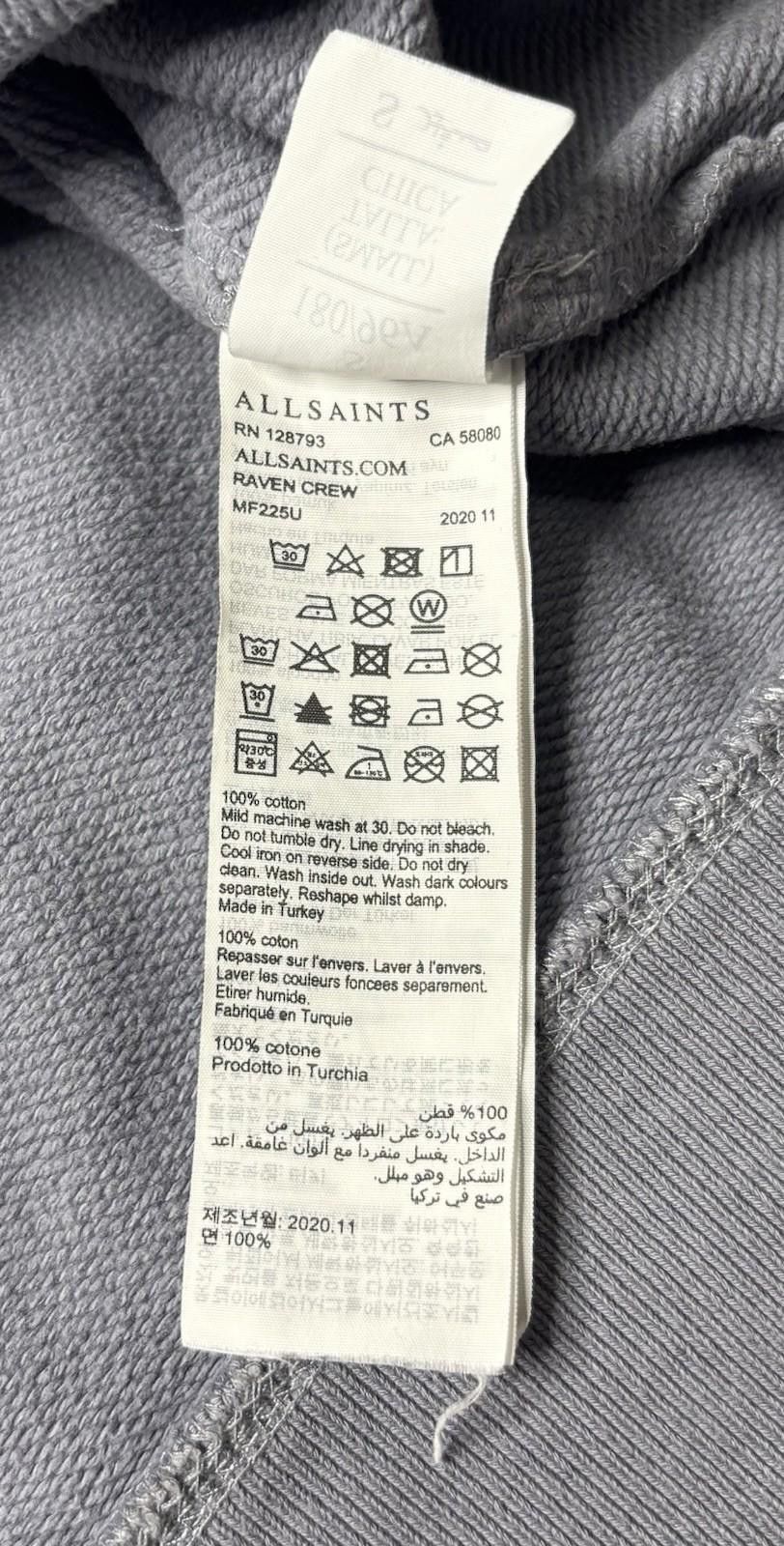 Allsaints All Saints Sweatshirt Mens Small Cotton Pullover Gray Size US S / EU 44-46 / 1 - 10 Thumbnail