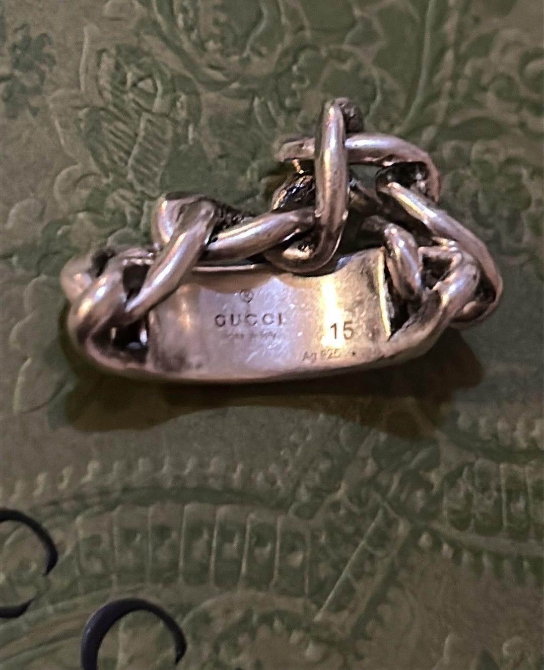Gucci Gucci Enamel Tag Chain Ring Black Ag 925 Size ONE SIZE - 4 Thumbnail