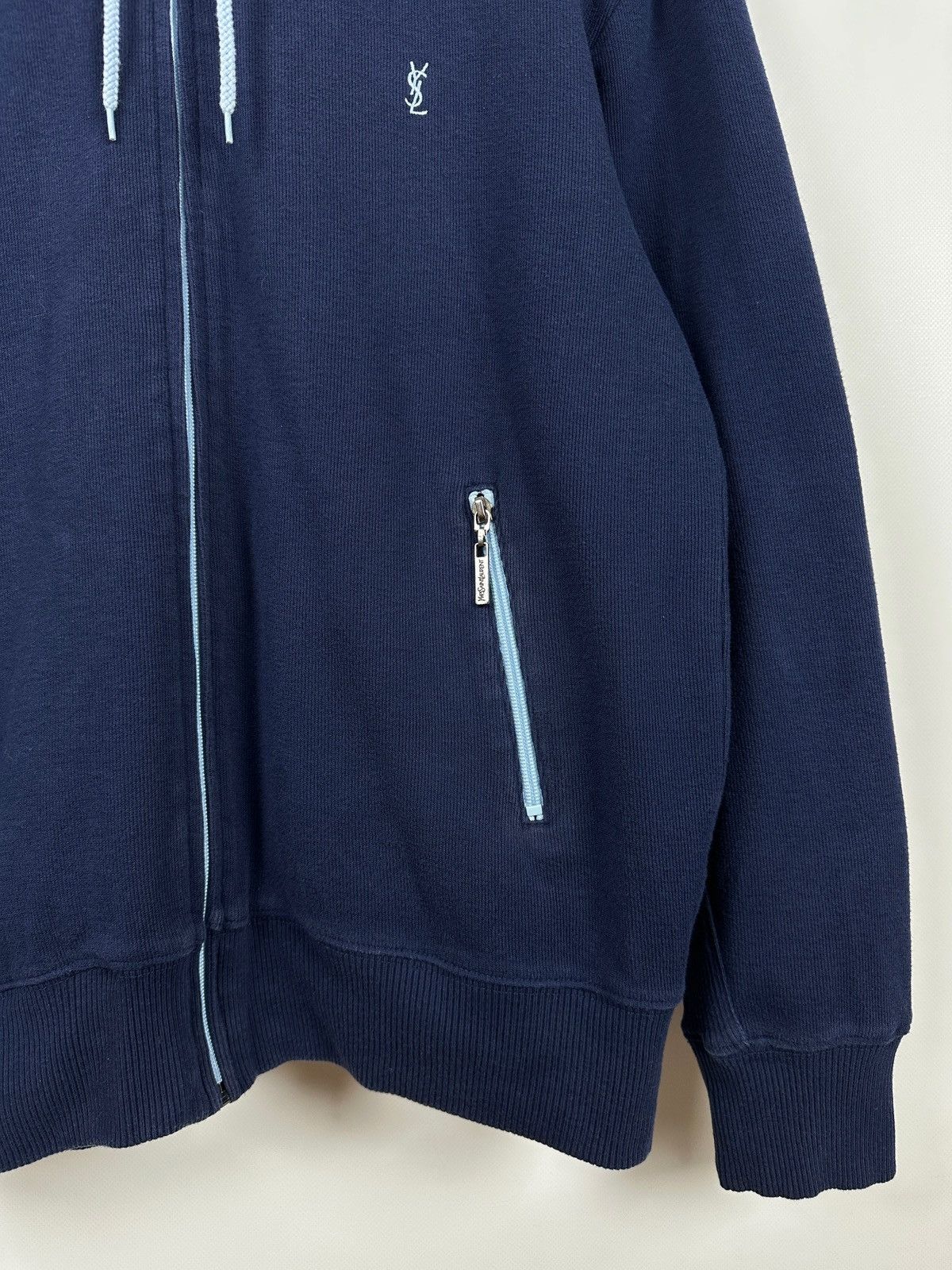 Yves Saint Laurent Vintage Yves Saint Laurent YSL Navy Blue Zip Up Hoodie Size US L / EU 52-54 / 3 - 9 Thumbnail