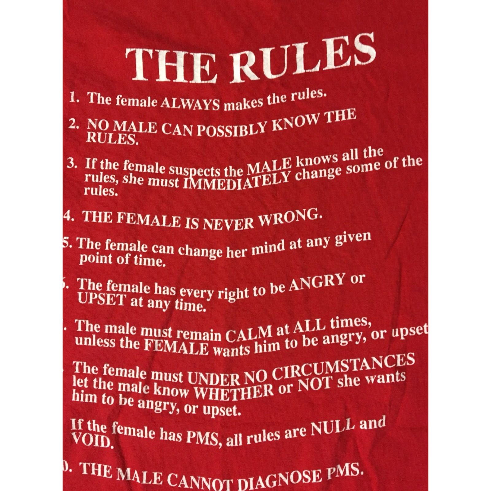 Anvil VINTAGE The Rules Funny Women’s Sleeping Shirt Nightgown USA Anvil Red 80s 90s 70s Cartoon Humor Womens One Size USA Size ONE SIZE - 2 Thumbnail