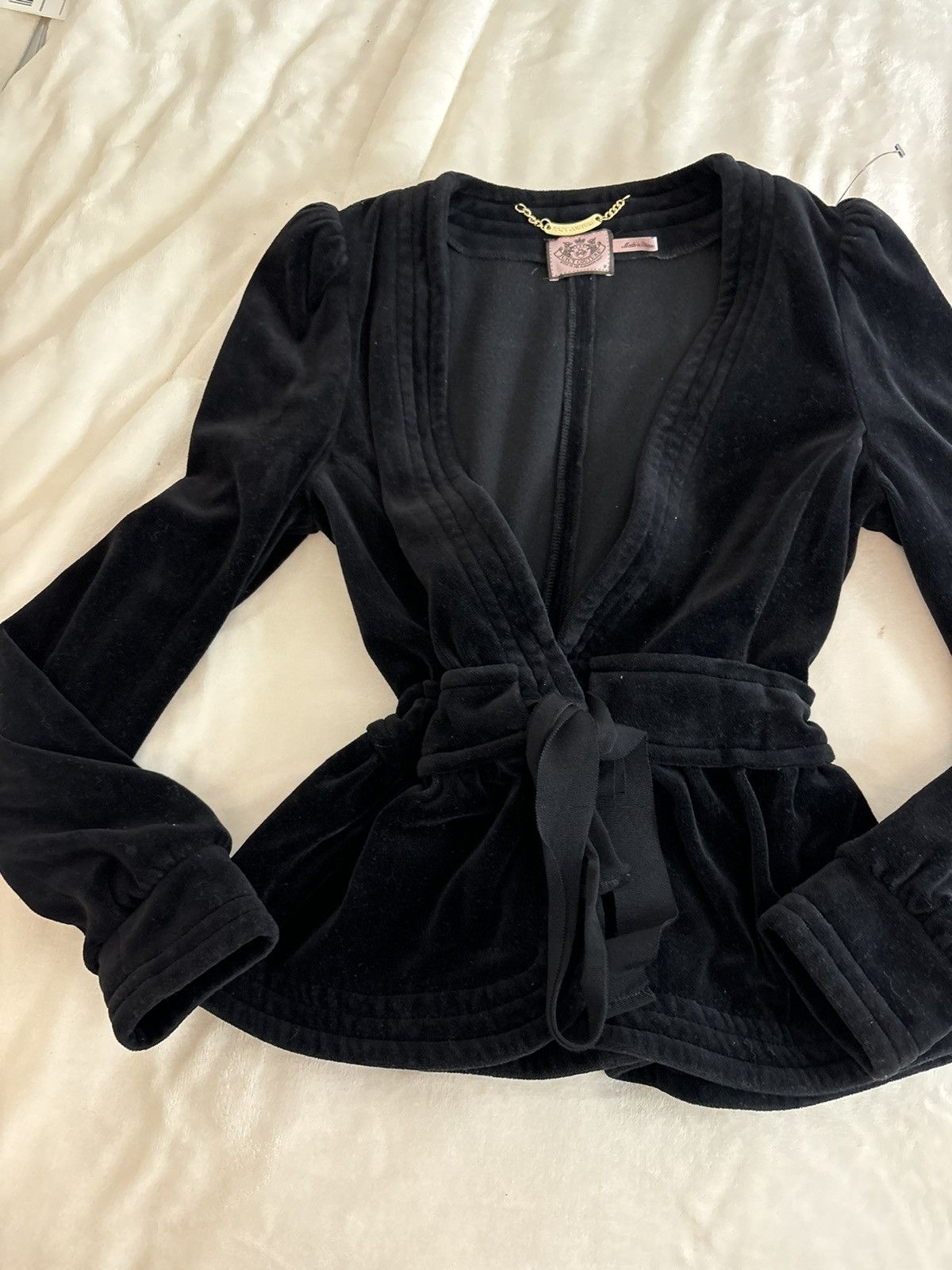 Juicy Couture Vintage Juicy Couture Black Velour Peplum Hem Belt Tie Long Size M / US 6-8 / IT 42-44 - 12 Thumbnail