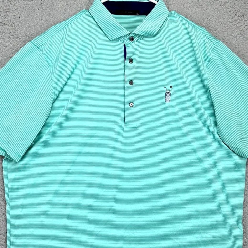 Vintage Greys Greyson Polo Shirt Adult XL Aqua Blue Striped Golf Polo Athletic Stretch Rugby Mens Size US XL / EU 56 / 4 - 2 Thumbnail