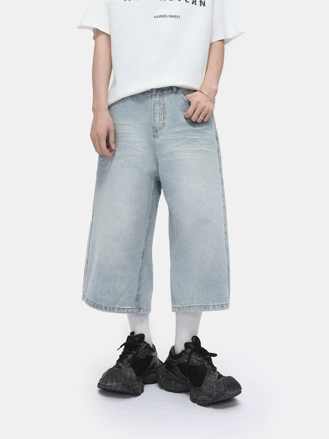 Japanese Brand × Jean American distressed retro straight loose denim shorts Size US 32 / EU 48 - 4 Thumbnail